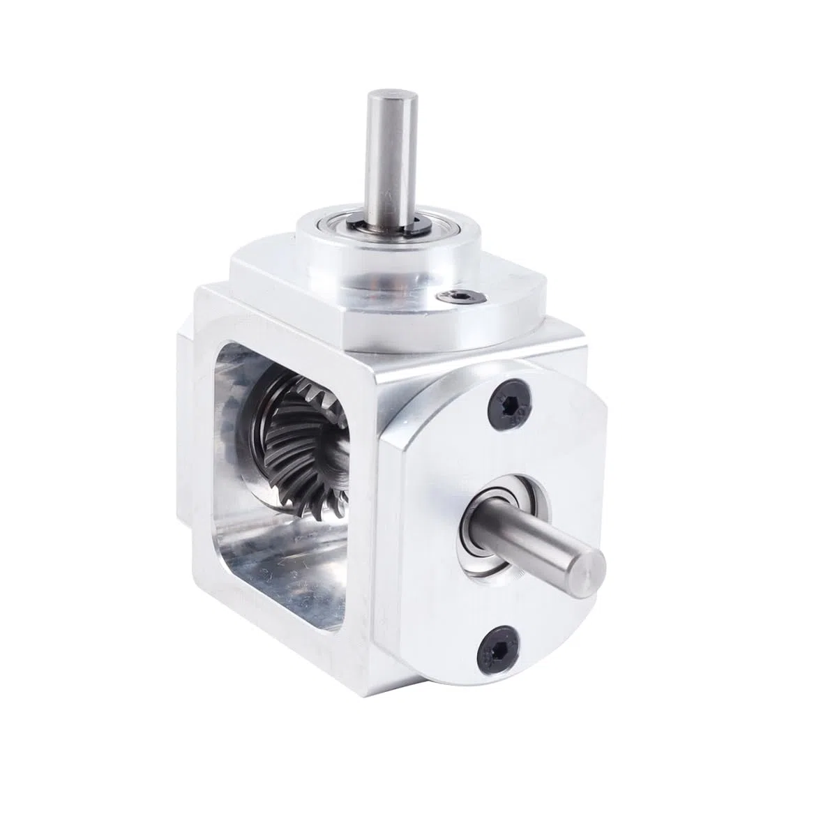 Qury Rechtwinkliges Getriebe, 1: 1 Vordere Doppelabtriebswelle, Aluminiumrahmen Einfaches Mechanisches DIY-Modul Mit 6mm Welle