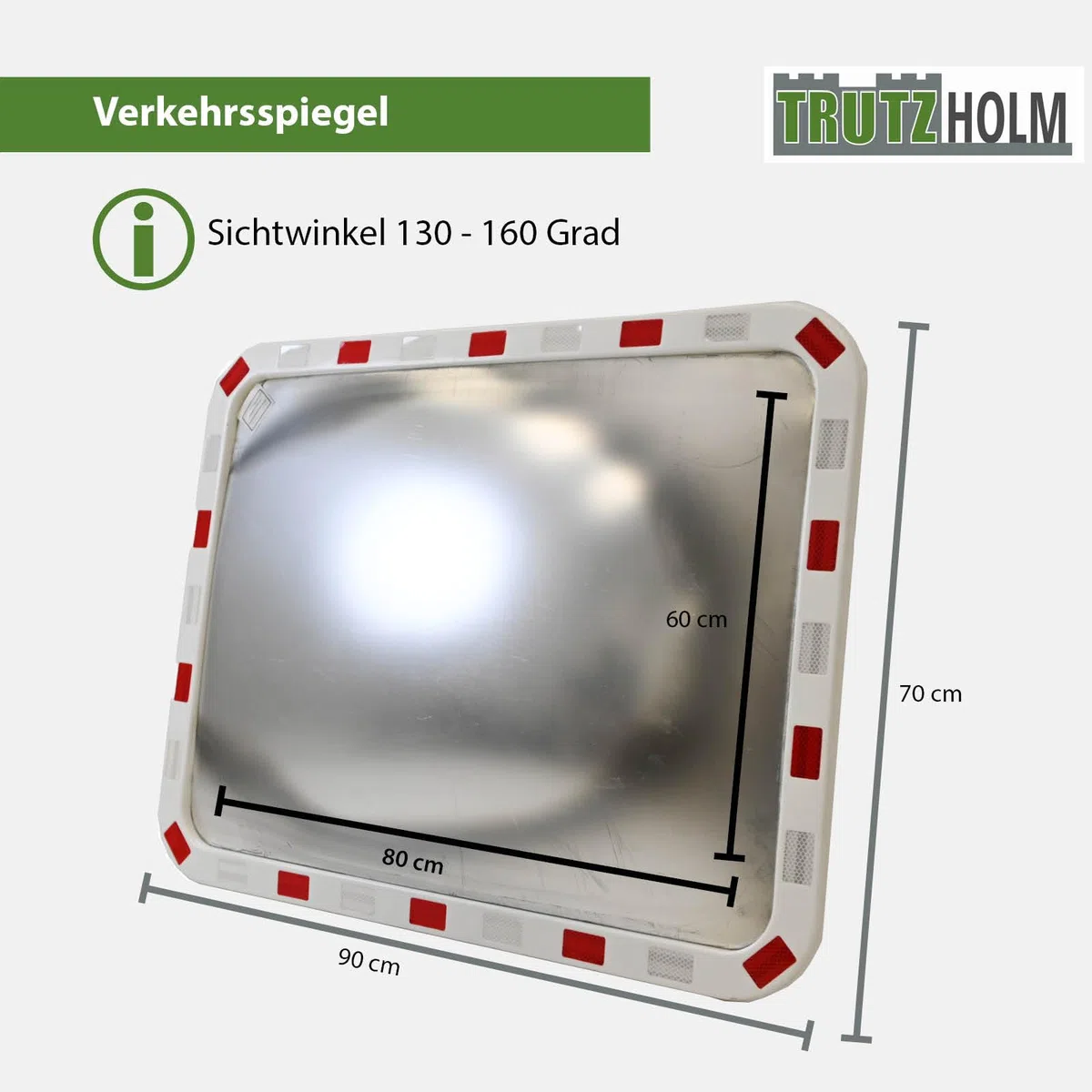 TRUTZHOLM Verkehrsspiegel eckig rot/weiß 60x80 cm Sicherheitsspiegel für innen und Außen