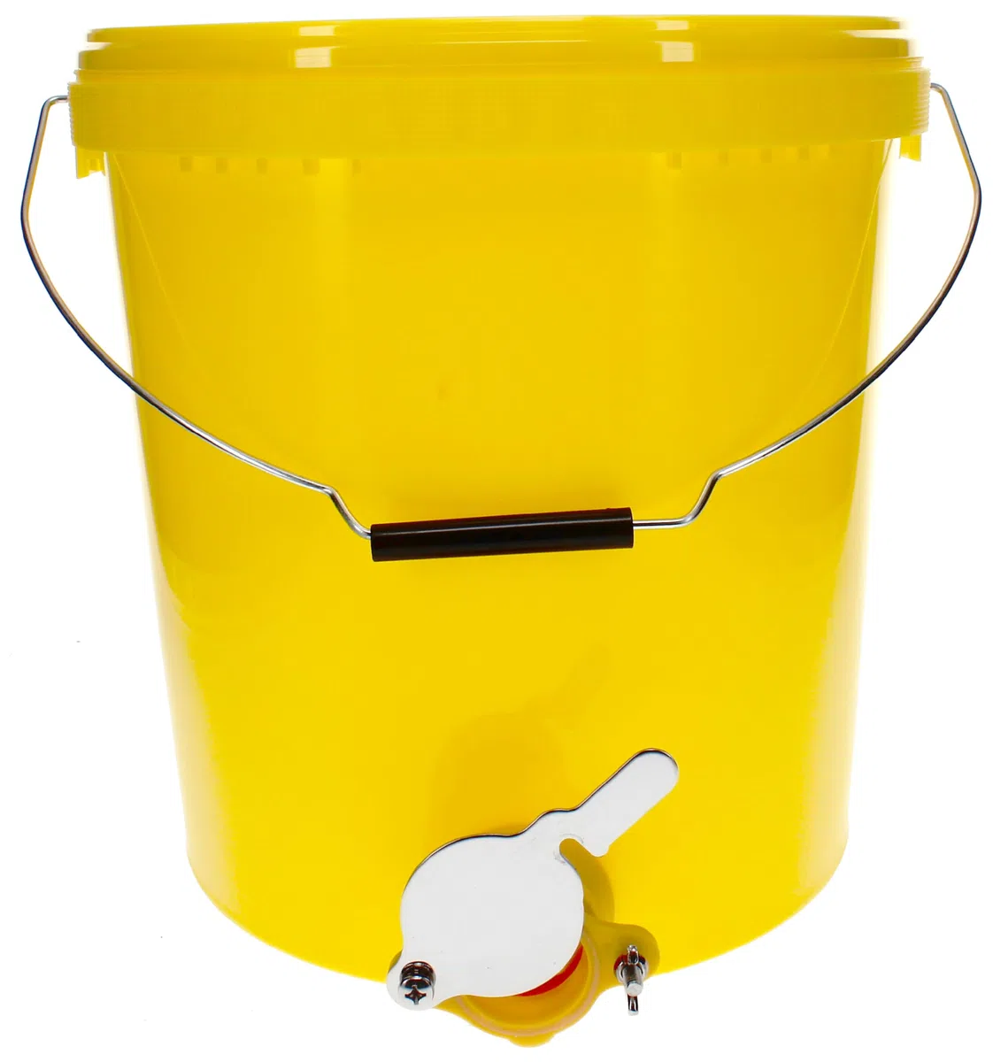Abfülleimer 25kg mit Quetschhahn zum einfachen und schnellen Abfüllen des geschleuderten Honigs. Ideal auch für Jungimker die erst kleine Mengen zum abfüllen haben.