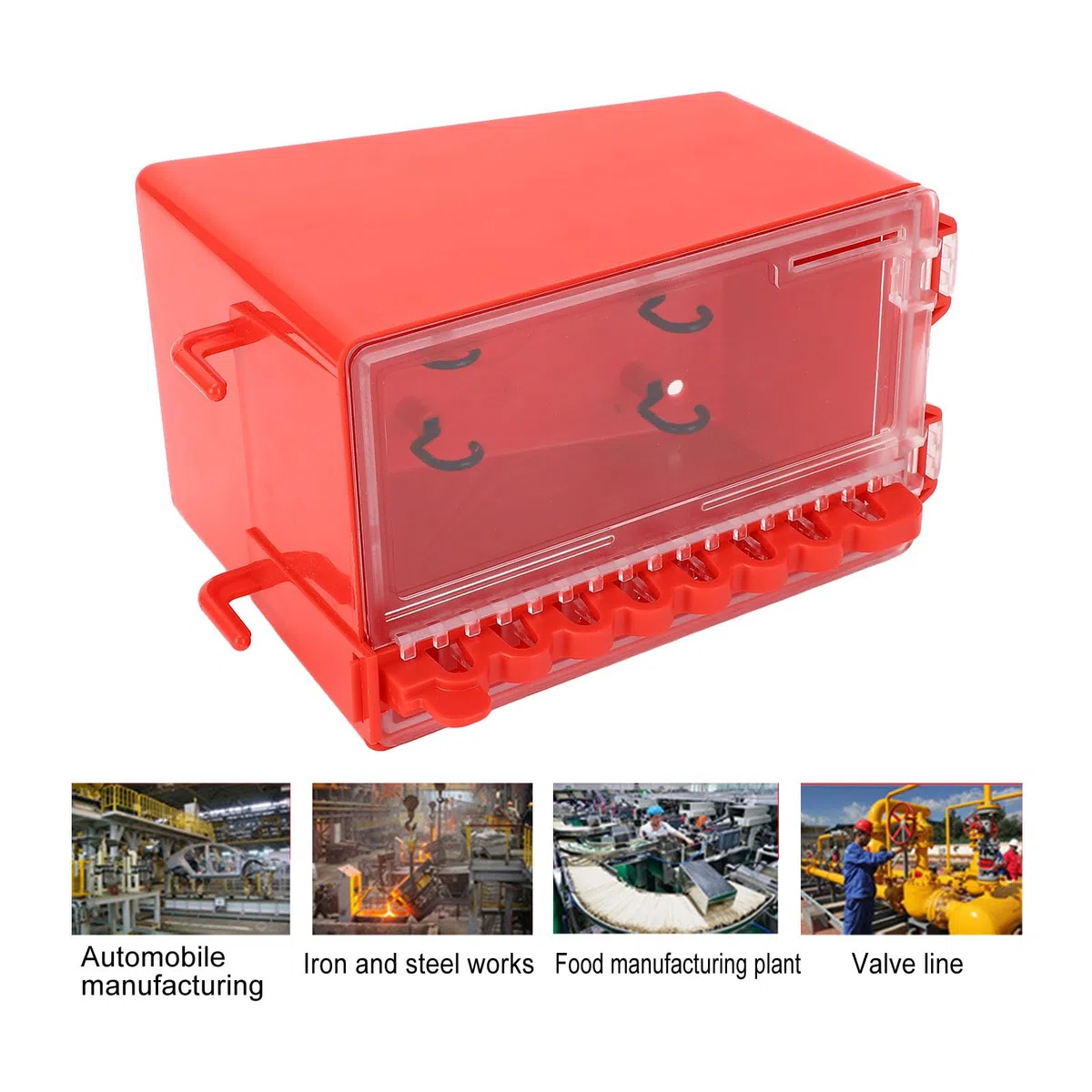 Lockout Tagout Gruppenschlosskasten, Lockout-Tagout-Box Tragbare Wandmontage 8 Loch Schlüsselstation mit Transparenter Platte, Gruppen Rote Vorhängeschloss-Box für Fabriken Baustellen