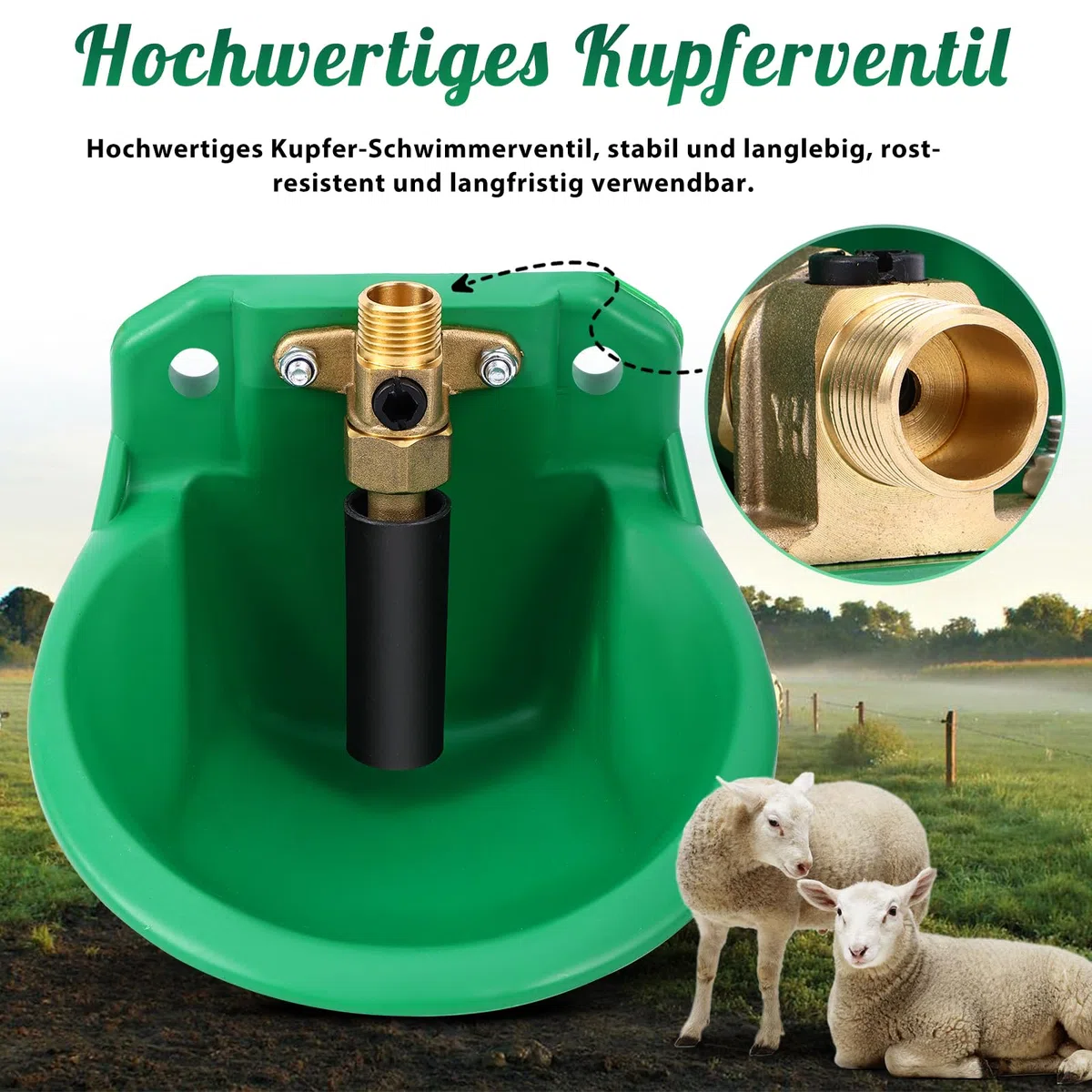 2 PCS Automatische Tränkebecken für Schafe, ViehträNken mit Abflusslöchern, Automatische Wasserversorgung für Pferde, Rinder, Schafe, Schweine und Hunde, WeideträNken, Grün