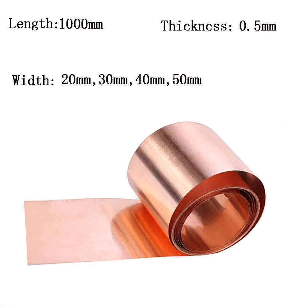 Dicke (0,5 mm) Reine Kupferfolie Metall Kupferblech Platte geschnittenes Material Rollen - Allgemeine Verwendung, Heimwerker oder Bauunternehmer- (Width: 50mm Length: 1000mm)