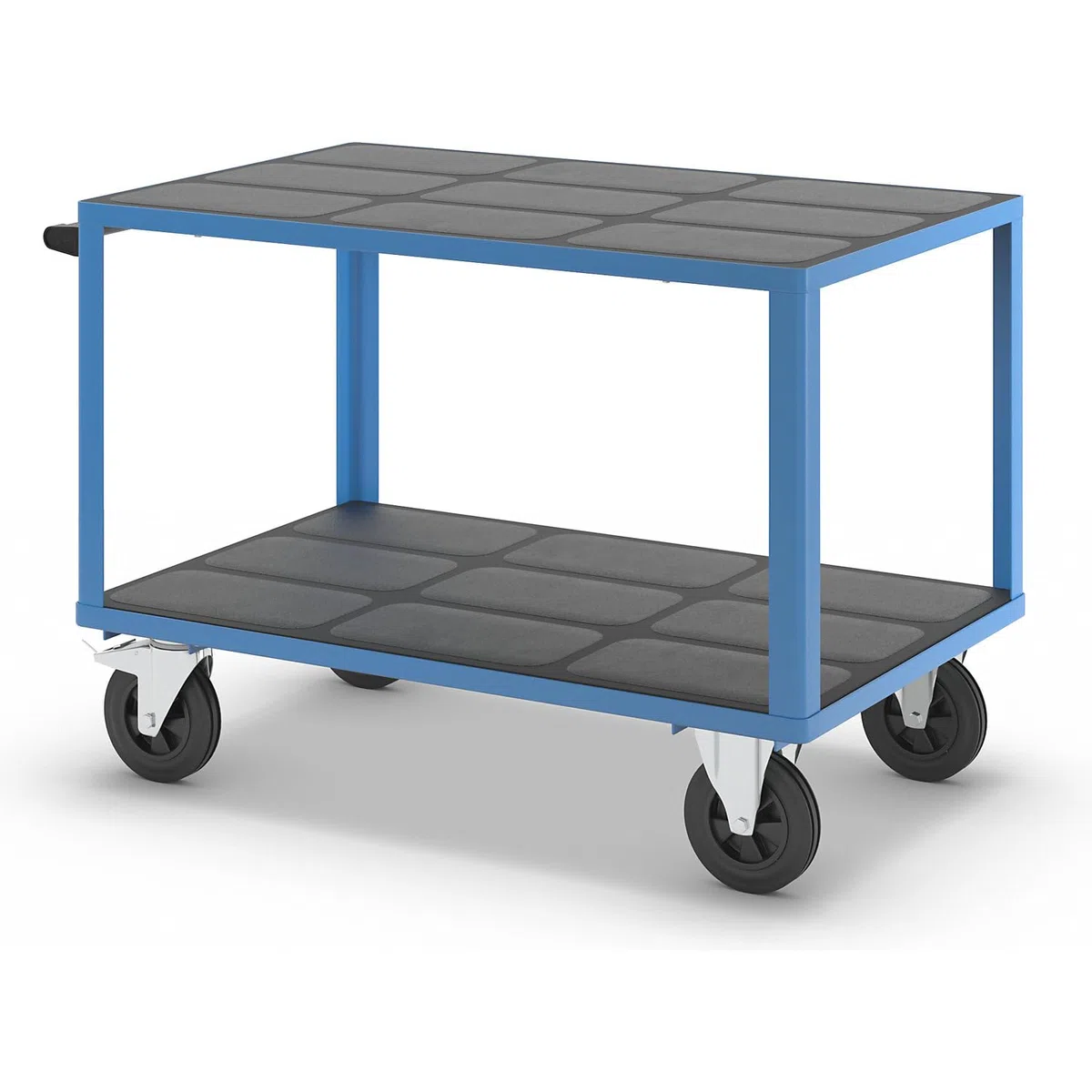 eurokraft | Montagewagen | Tragfähigkeit 500 kg | 2 Ladeflächen aus Kunststoff | Ladefläche 1250 x 800 mm | Gestell lichtBlau