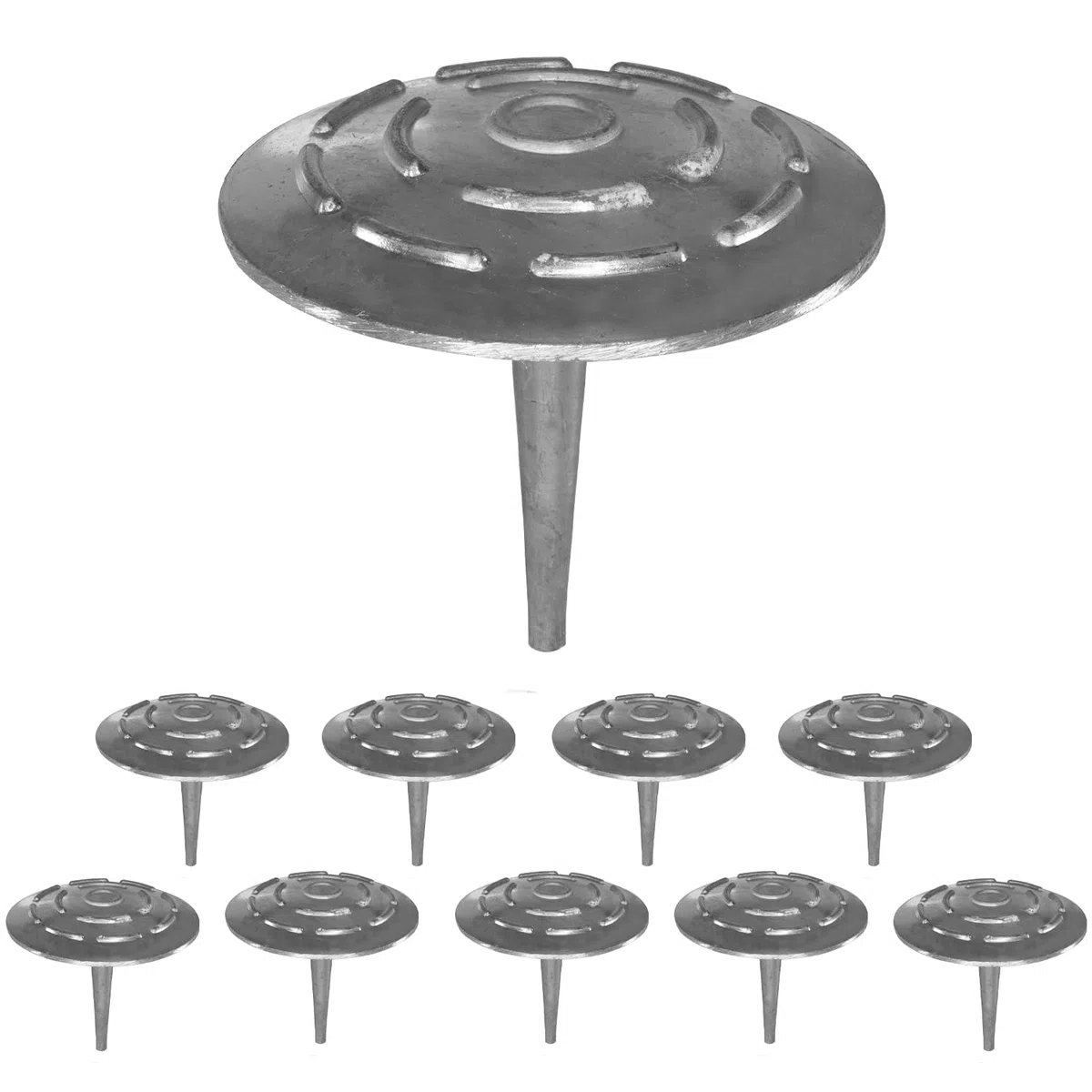 Markierungsnagel 10 Stück - Durchmesser 10,0 cm Aluminium - Zum Einschlagen oder Einbetonierung - Parkplatzmarkierung - Mit spitzem Schaft