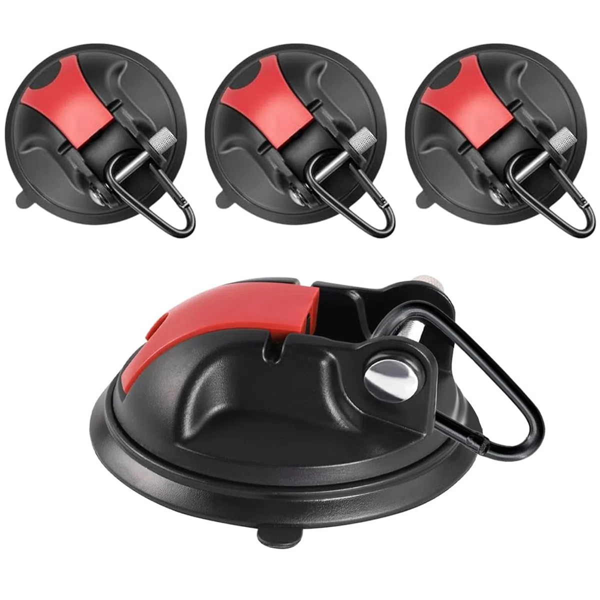 4 Stück Saugnapf Haken, Starke Saugnäpfe Tragfähigkeit 30KG, Saugnapf Camping Set mit D Haken, Saugnapf Haken Stark Set für Camping und Haushalt
