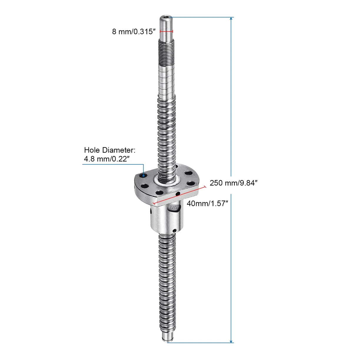 QUARKZMAN BallScrew SFU1204 (Durchmesser 12mm, Steigung 4mm, Länge 250mm) mit Kugelgewindemutter Anti-Backlash Kugelgewindesatz Standard-Endbearbeitung für BK/BF12 CNC-Maschinenteile