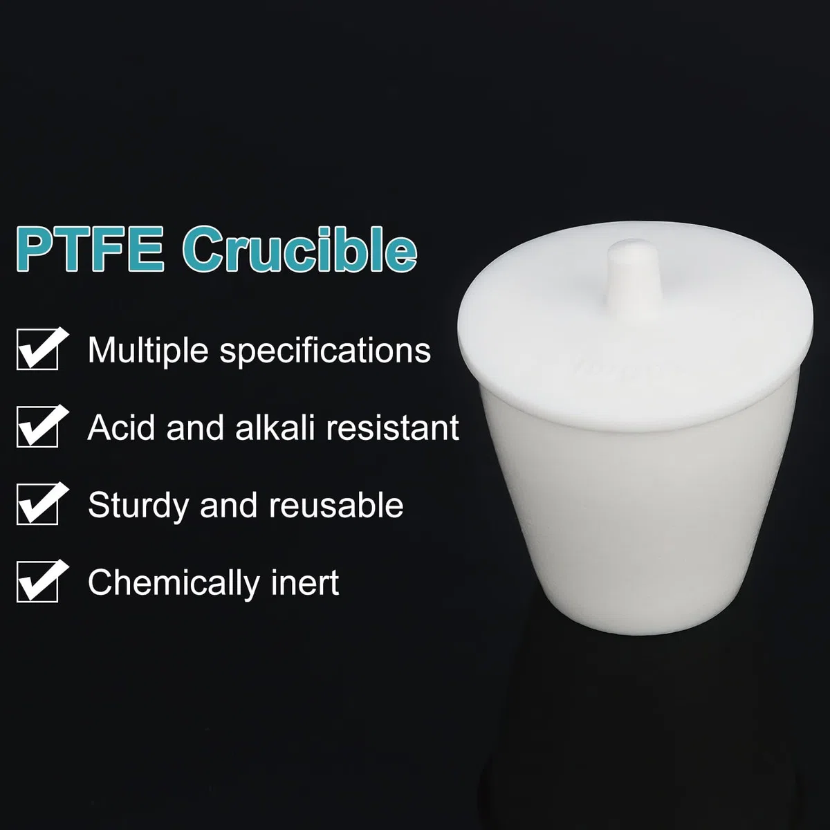 stonylab PTFE Tiegel, 100 ML High Form PTFE Tiegel Becher mit Deckel, Säure- und Laugenbeständig, Hochtemperaturbeständig, für Laborforschung