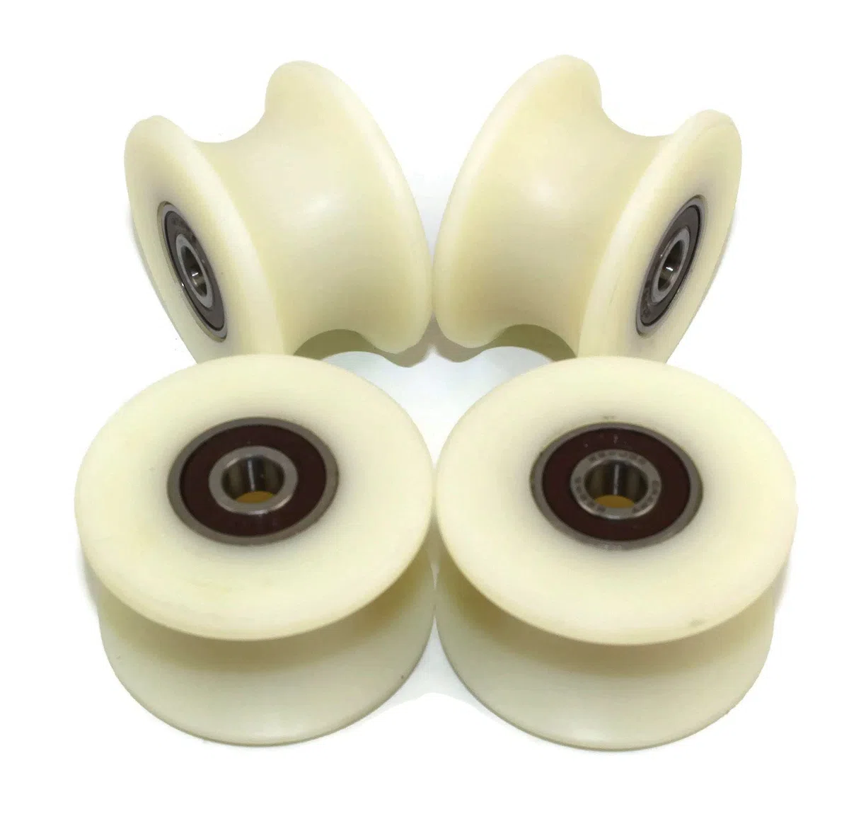 (50-25-8) 4 x 50 mm gefräste Nylon-Riemenscheiben mit 25 mm Nut Made in EU (8 mm Lager)
