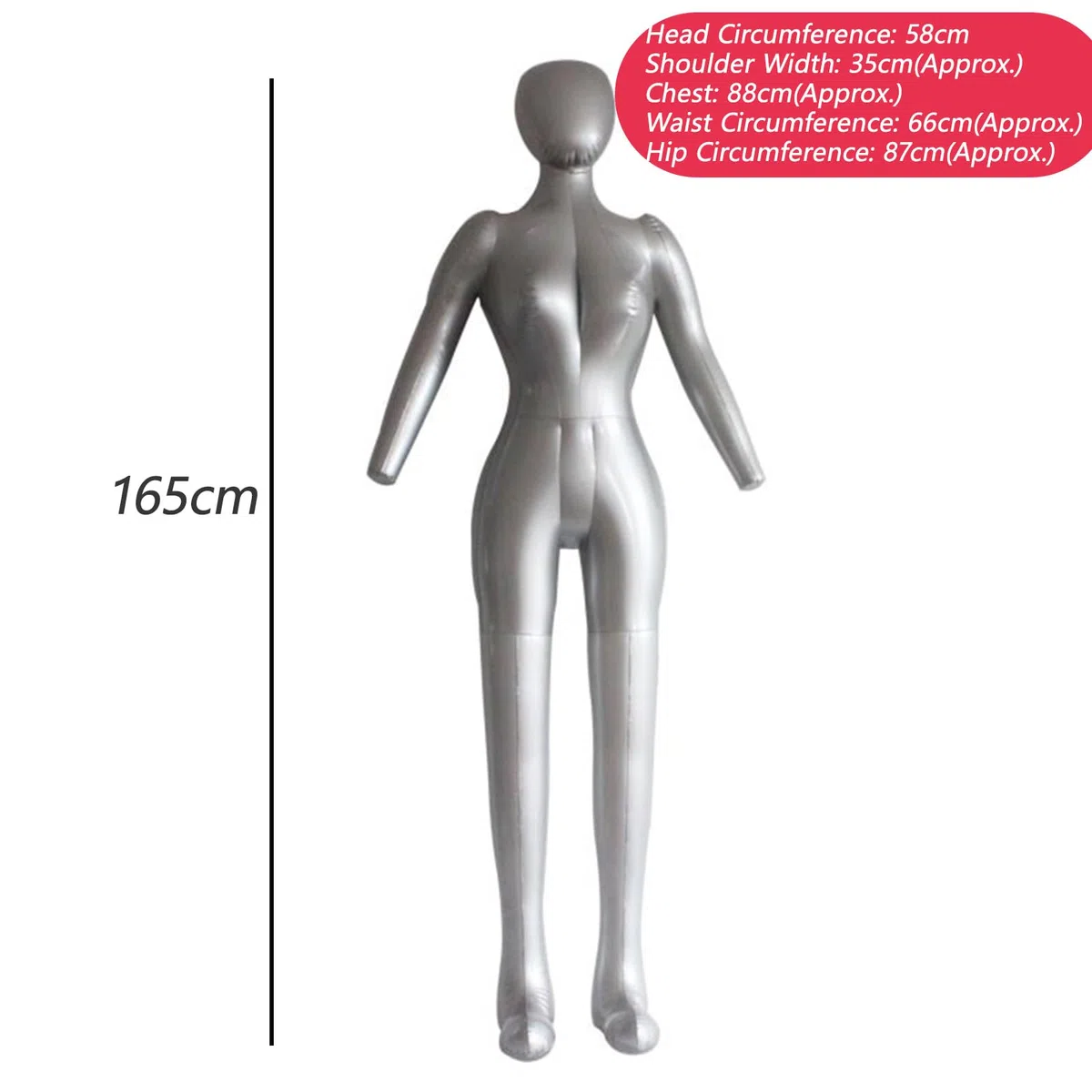Aufblasbare Ganzkörperpuppe für Damen 165cm Weiblicher Ganzkörper Aufblasbare Schaufensterpuppe Hemd und Hose Schaufensterpuppe