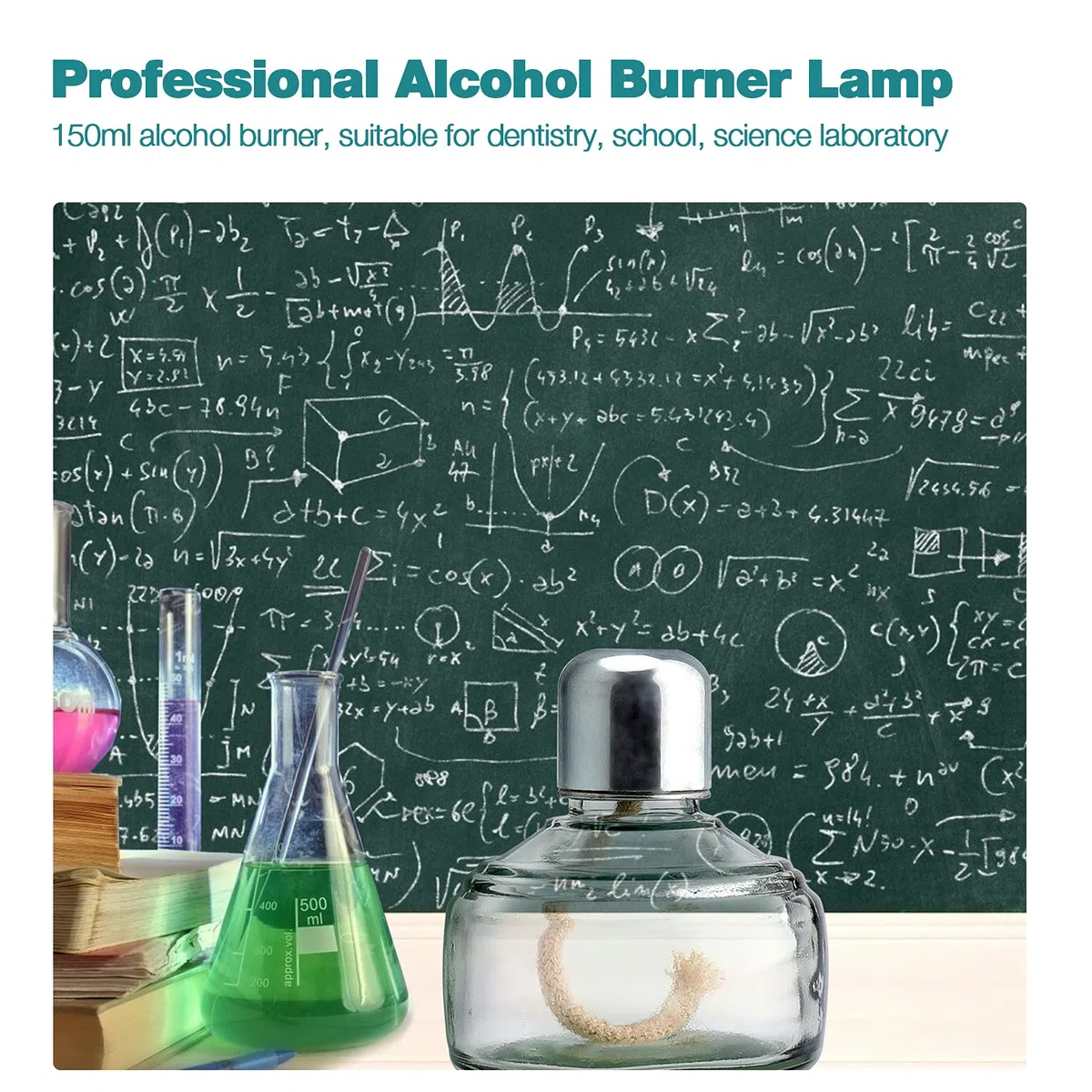 Zahnalkohol-Lampe, Glas, 150 ml, mit Metallkappe, 5 Ersatzdochte und Trichter Dental Alcohol Burner Lamp Glass 150mL - Dental Lab with Metal Cap & 5 Free Replacement Wicks & Funnel