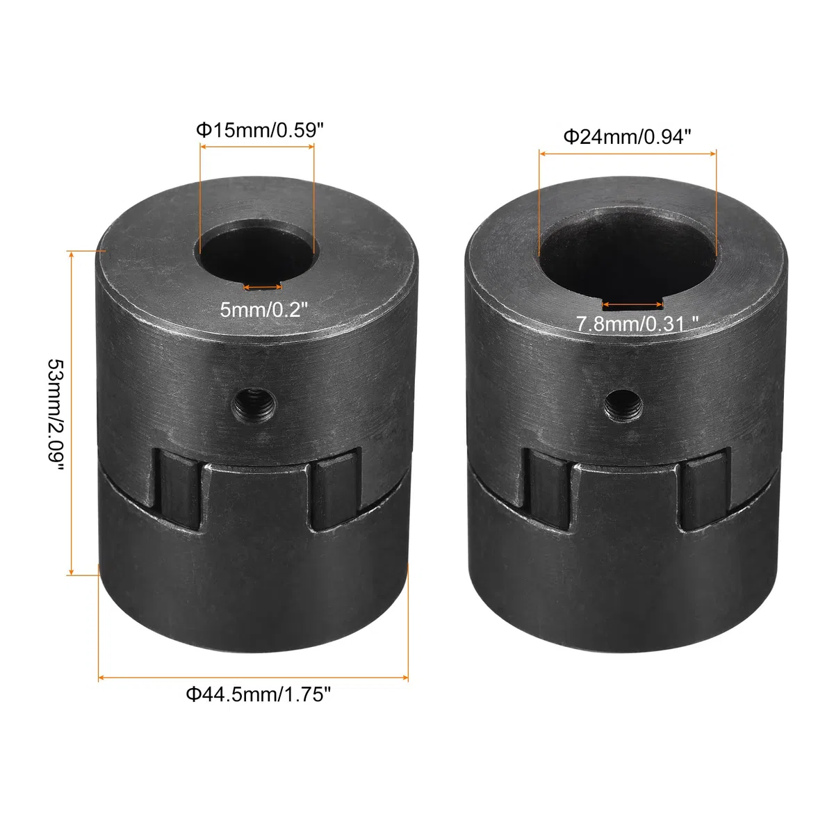 sourcing map Flexible Kupplung Welle 15mm bis 24mm Motor Kupplungsgelenk 53mm L x44.5mm OD