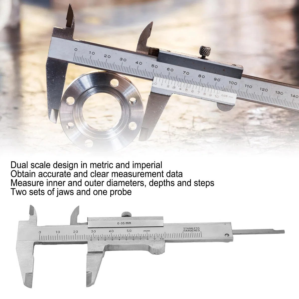 Mini Edelstahl Tragbar Schieblehre, 0-50 mm Präzisions-Messschieber Analog, Kleins Caliper Anreißmessschieber, für Heimwerker Haushalt Schmuck Münzen Edelsteine Antikes Messschieber