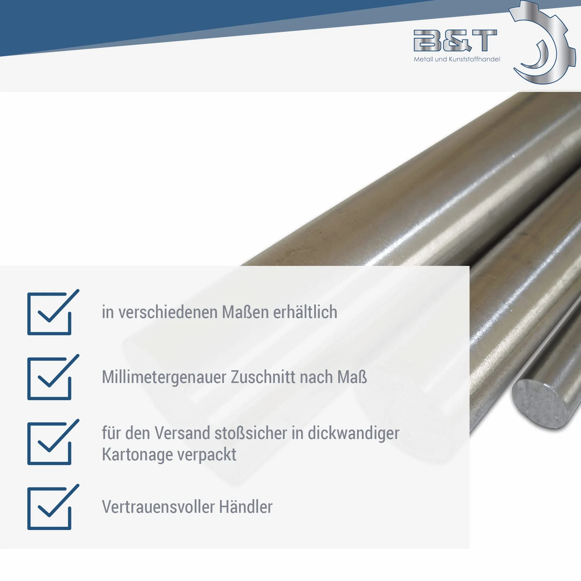 B&T Metall Edelstahl Rund Drm. Ø 15 mm 1.4301 blank gezogen h9 - Länge ca. 1 mtr. (1000 mm +0/-3 mm)