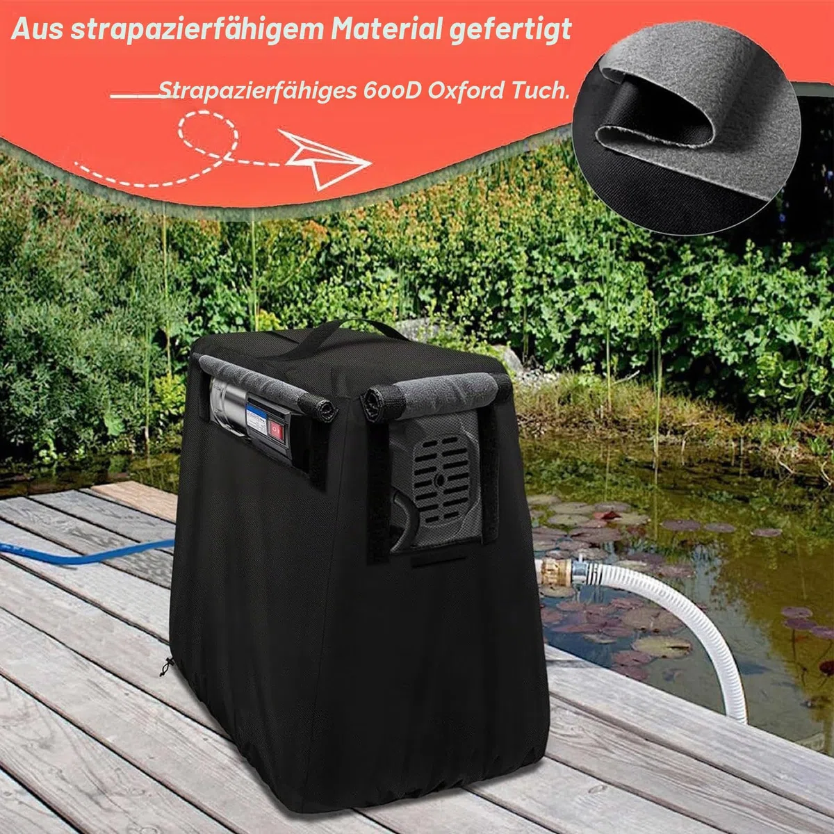 Brunnenpumpenabdeckung, wetterfester Schutz für Maschinen mit isolierter Schicht, Oxford-Material mit robuster Befestigung, Sonnenschutz, Outdoor-Nutzkoffer, 73 x 48 cm, Dunkelgrau