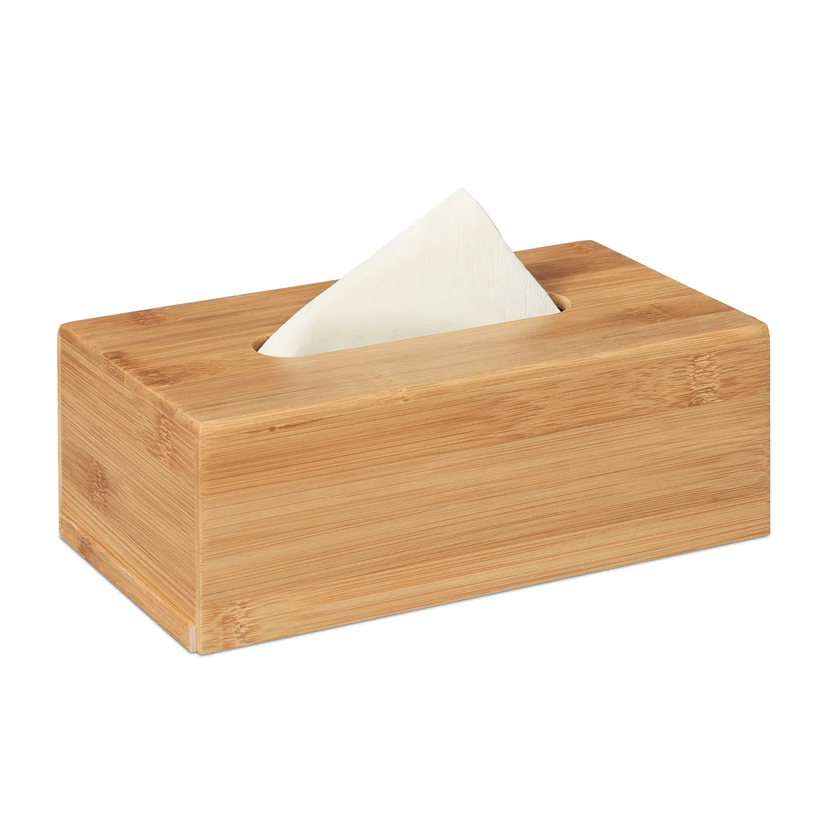 Relaxdays Kosmetiktuchbox, aus Bambus, Box für Kosmetik- & Taschentücher, Natur & Tücherbox Bambus, Taschentuchbox mit Schiebeboden, Tissue Box für Taschentücher, HBT: 7,5x24x12cm, Dunkelbraun