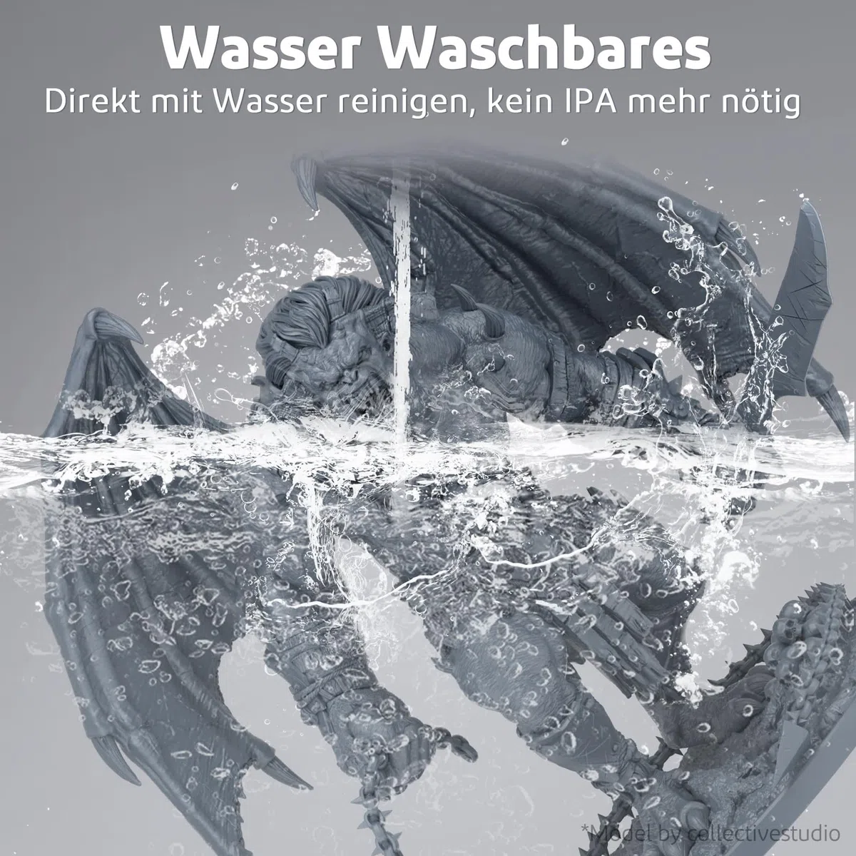 ELEGOO 8K Wasser Abwaschbar 3D Drucker Resin 1000g Grau, 405nm LCD UV-Härtung Water Washable Resin 3D Printer resin für LCD/SLA Resin 3D Drucker
