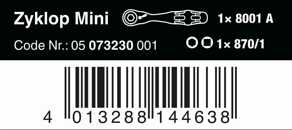 Wera 8001 A Bit-Ratsche 1/4 Zoll SB mit 1/4 Zoll-Antrieb, 2-teilig, 05073230001