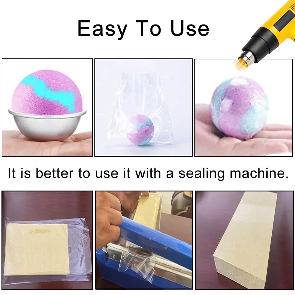 SKYPRO 100Pcs POF Schrumpffolie Taschen 30x50cm Klar Hitze Schrumpffolie Wrap für hausgemachte DIY Verpackung Seife Badebombe Kerze