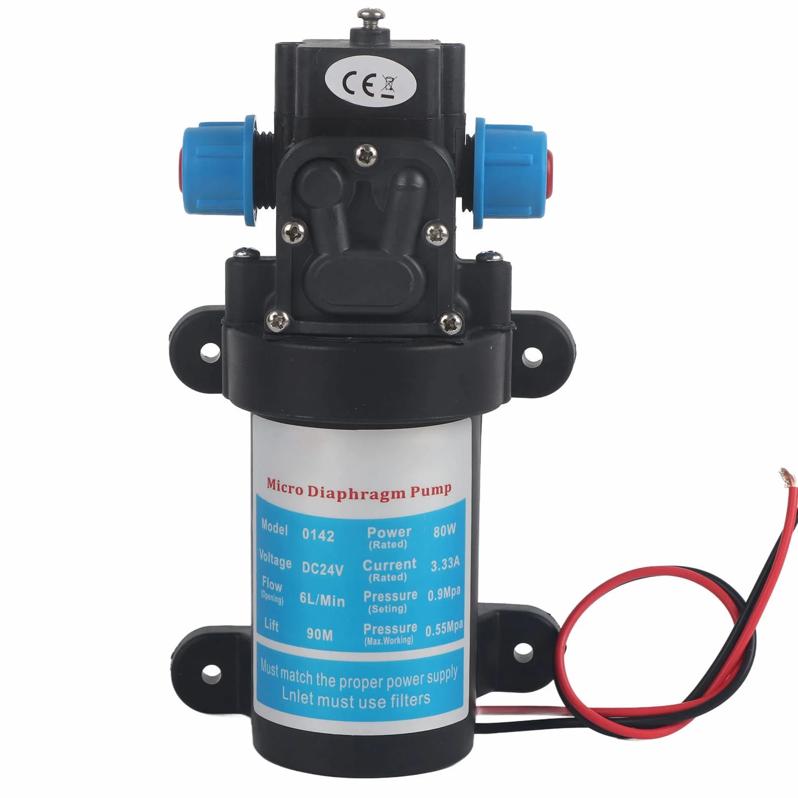 5,5 L/min Mikromembranpumpe, Selbstsaugende DC-Hochdruckmembranpumpe, Frischwasserdruckmembranpumpe (24V)