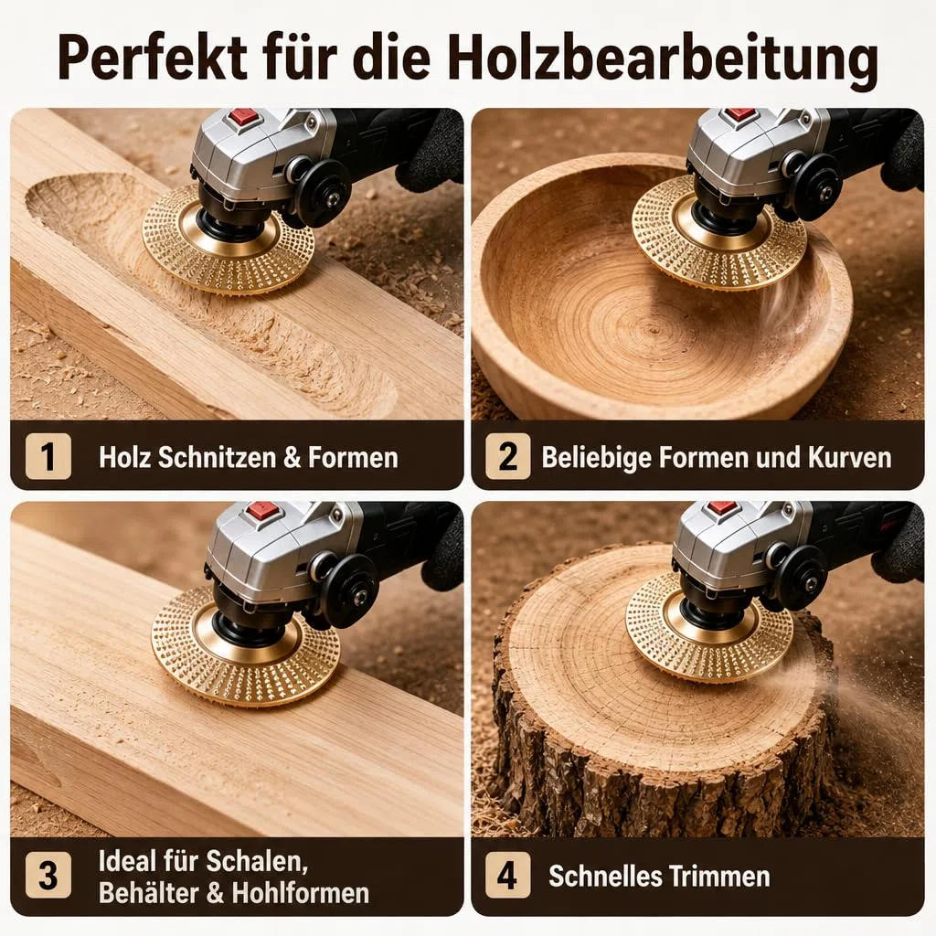 3 Stück Wolframcarbid Schleifscheiben für Holz, Schleifscheibe für Winkelschleifer, Schruppscheibe zum Schleifen, Schnitzen und Schneiden von Holz