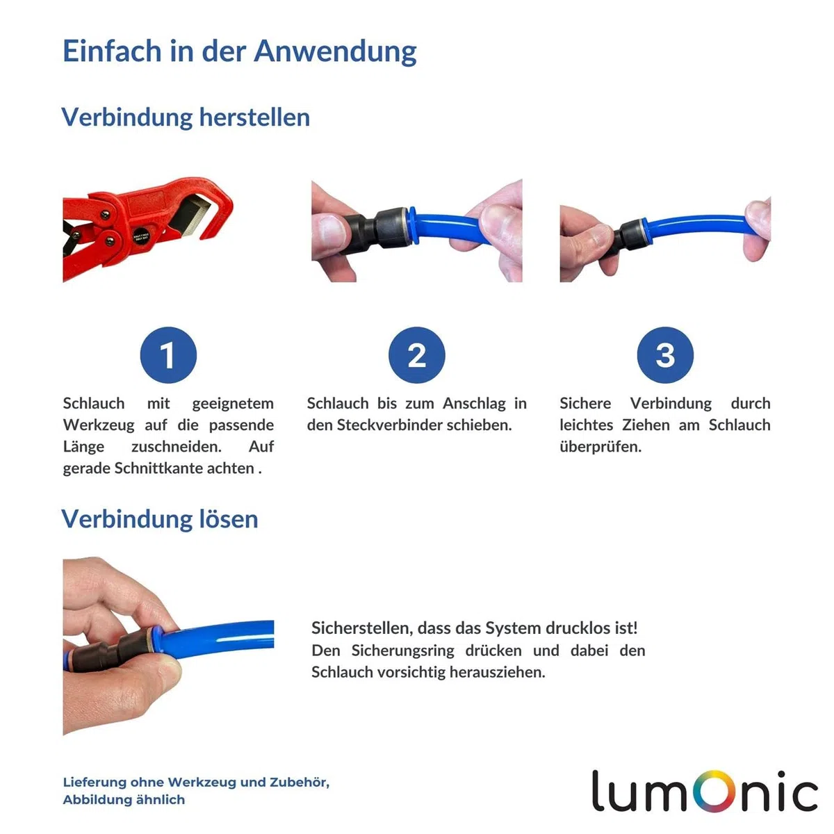 Lumonic 10x I PU Schlauch Schalldämpfer mit Gewinde I 1/4" I Luftschalldämpfer I pneumatischer Schalldämpfer I Druckluft-Schalldämpfer I Druckluft & Automatisierung