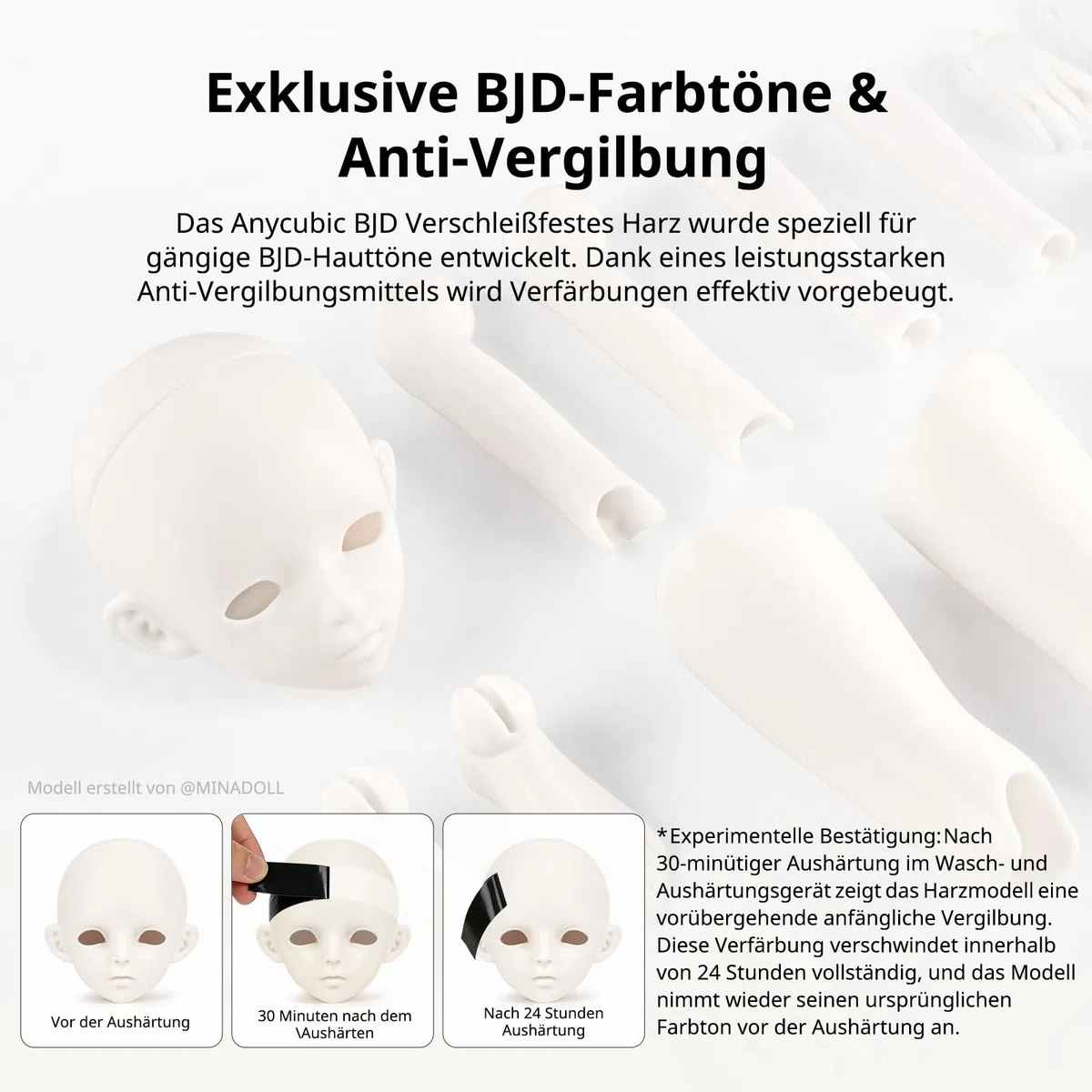 Anycubic BJD Wear-Resistant 3D Drucker Harz, Authentische BJD Hautfarben, Anti-Vergilbung & Kratzfestes UV-Resin für Kugelgelenkpuppen, Hohe Präzision & Einfaches Makeup (Mia Pink, 1 kg)