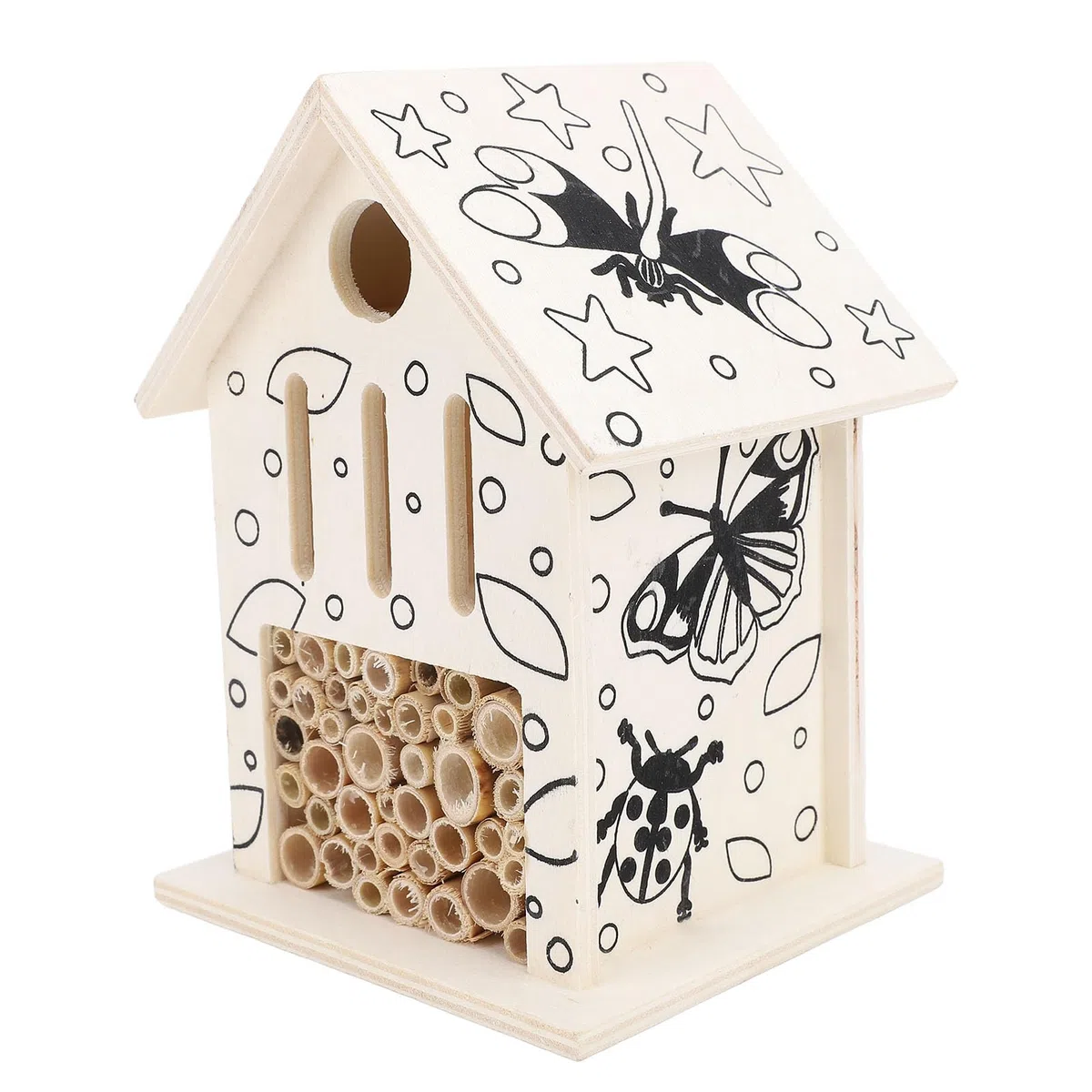 CHICIRIS Bienenhaus aus Holz: Bienenhotel lockt sanfte Bestäuberbienen in Ihren Garten. Sicheres Bienenhaus aus Holz für Solitärbienen.
