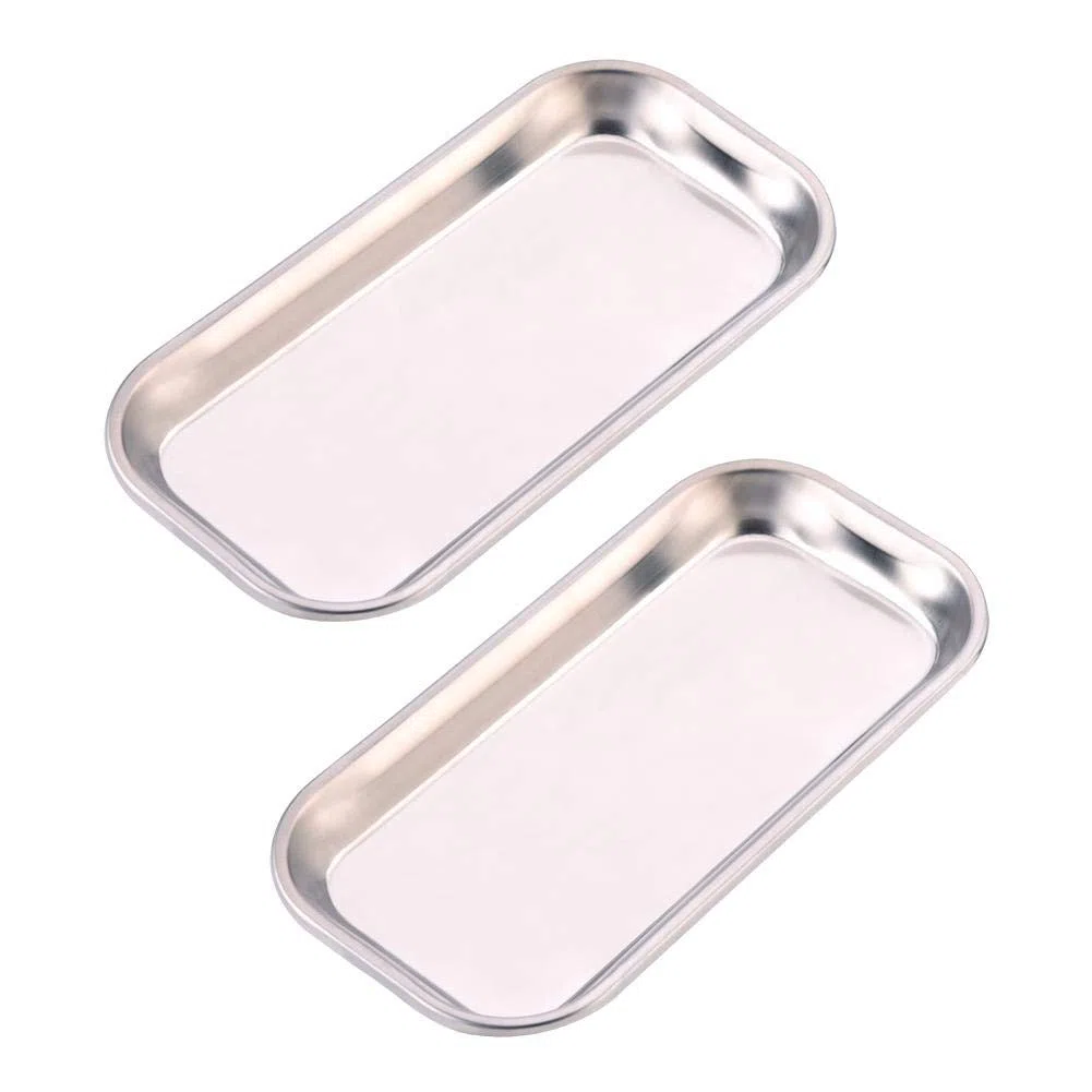 Keenso Edelstahl Instrumententablett, 1 Stück, 22,5cm * 11,5cm * 2cm, Medizinische Instrumentenablage, Dentalwerkzeug, Laborschalen, Silber, Minimalist, Professionell