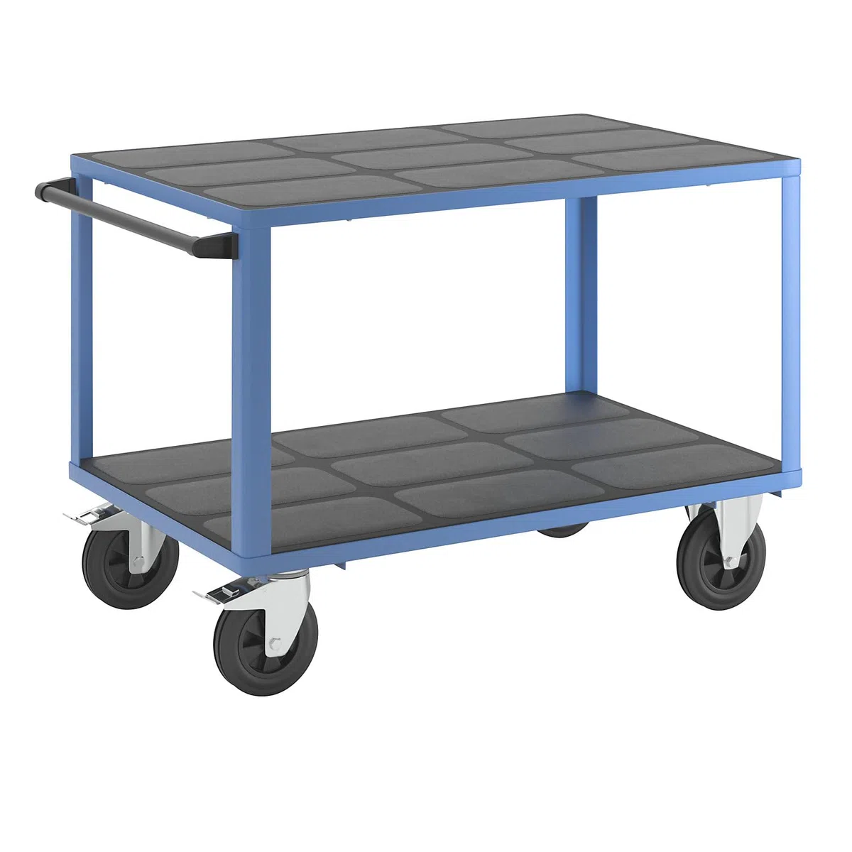 eurokraft | Montagewagen | Tragfähigkeit 500 kg | 2 Ladeflächen aus Kunststoff | Ladefläche 1250 x 800 mm | Gestell lichtBlau