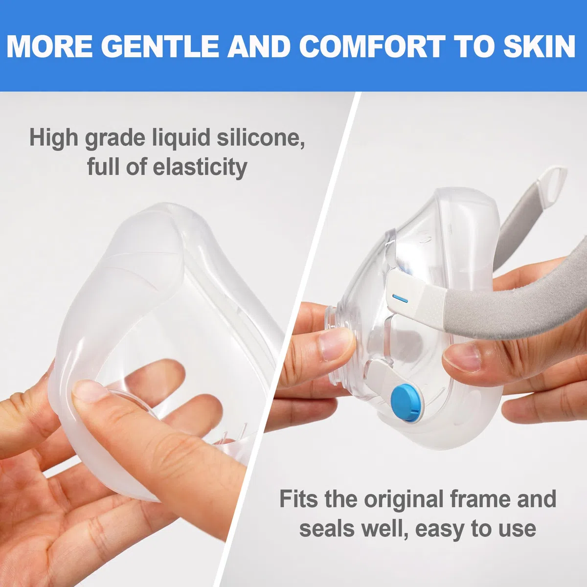 Ersatzkissen für AirFit F20 Superweich und Bequem Cpap Maske für F20 Perfekte Passform schlafapnoe masken Hohe Dichtungsleistung Langlebig Hocheffizient Cpap Zubehör-L