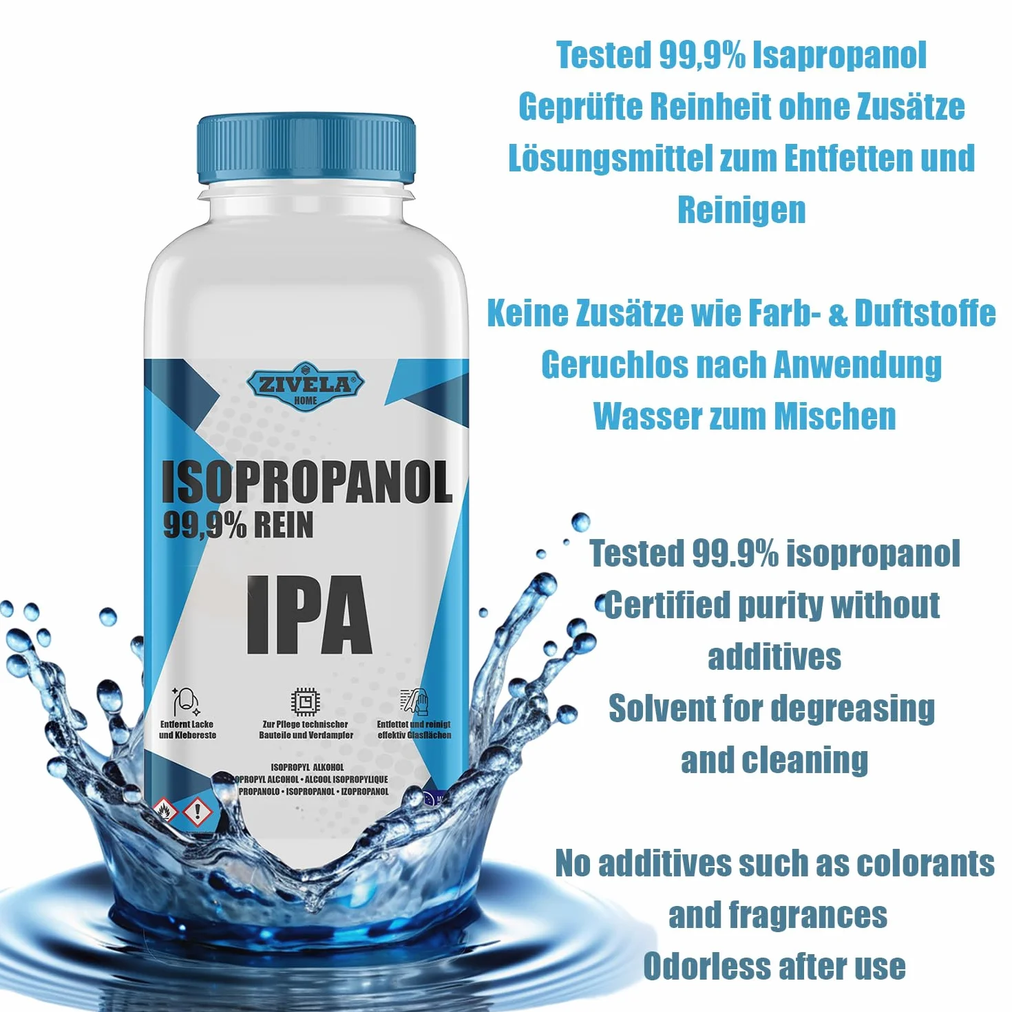 Isopropanol 99,9% 5L IPA für Haushalt und Elektronik Linsen und Bildschirmen