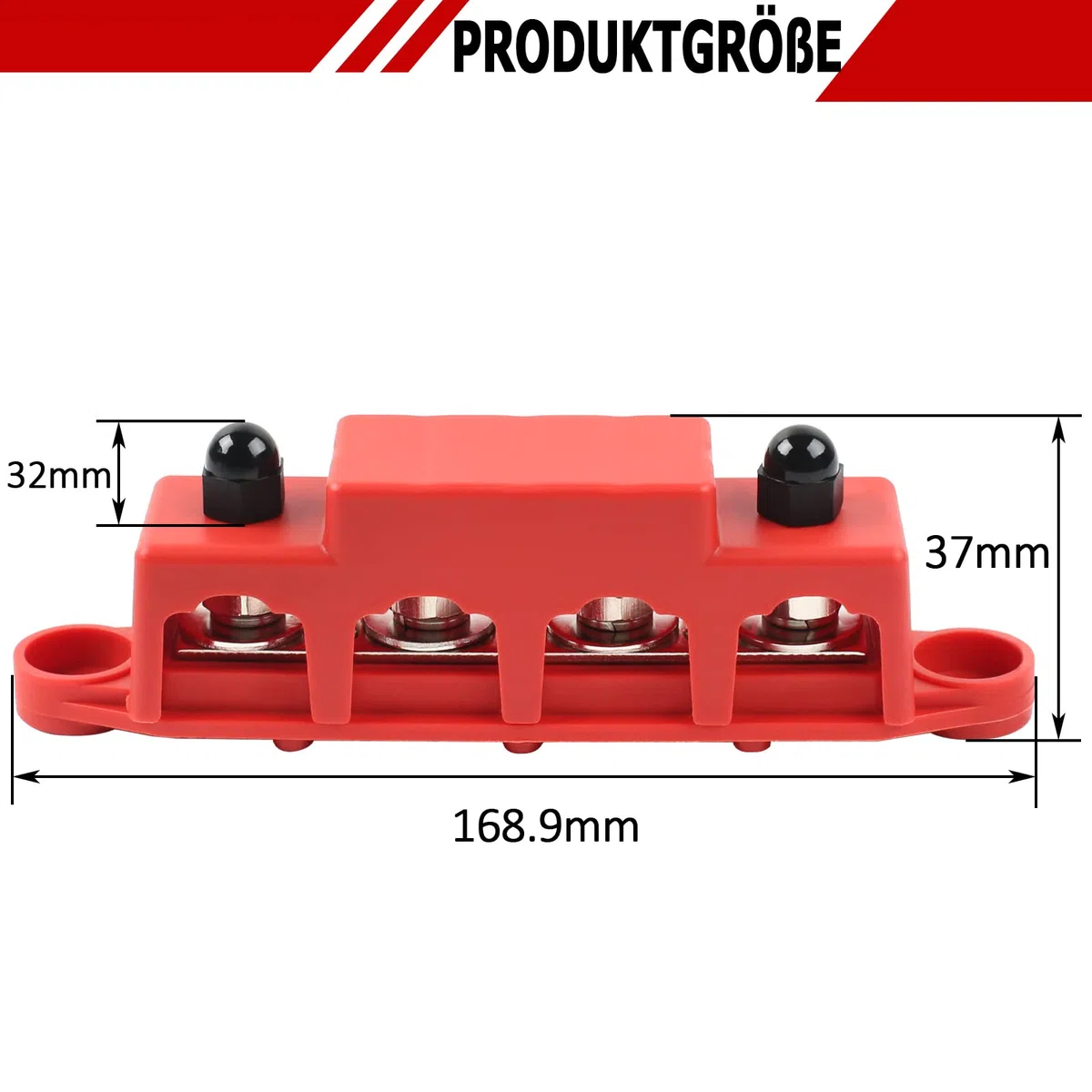 12V-48V DC Sammelschienen Verteilerblock 250A BusBar Box mit 4 x M10 Klemmenbolzen Hochleistungsmodul, Stromverteilungsblock Erdungsstrom für Auto RV Boat Yacht (Rot Schwarz, 2PCS)