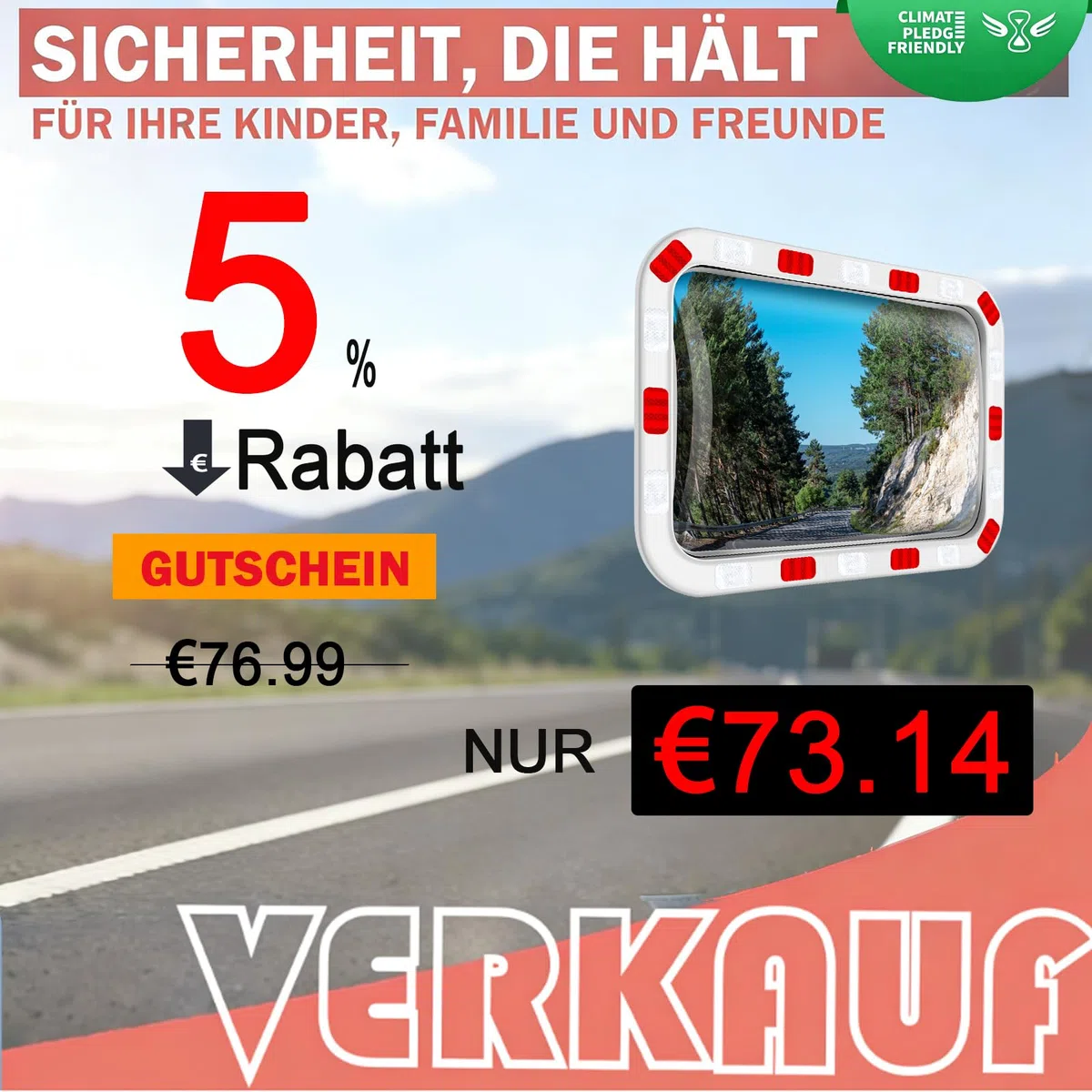 moveland Verkehrsspiegel Rechteckig 40x60 cm – Professioneller Acryl-straßenspiegel mit Verstellbarer Halterung, Einfache Montage, Weitem Blickwinkel für Verkehr, Straßen, Garage (Innen & Außen)
