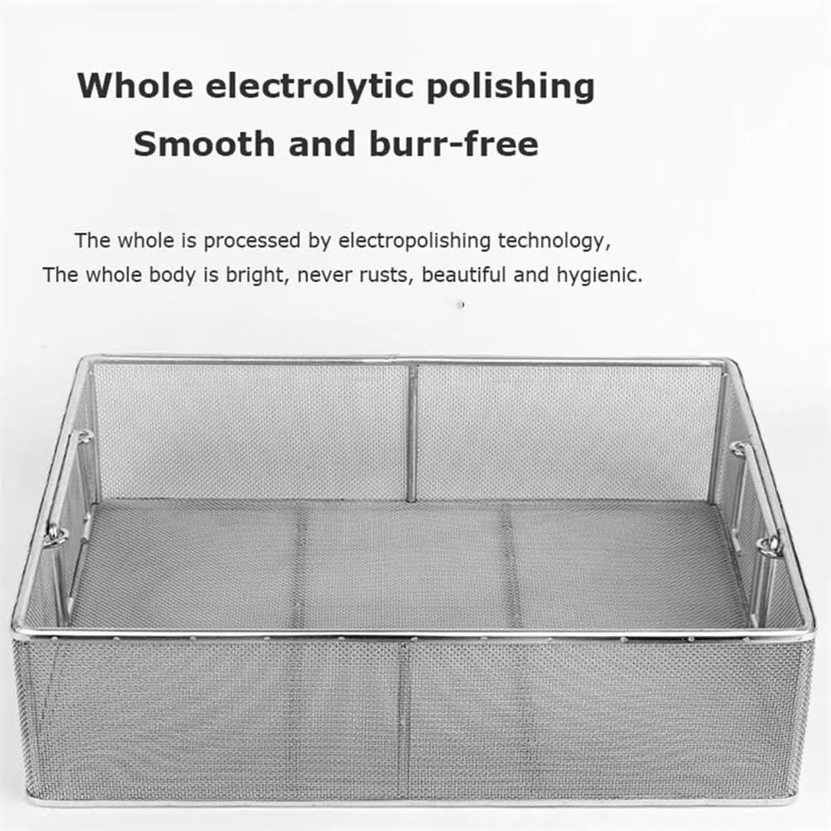 Medizinische Instrumente Edelstahl Sterilisation Korb Tray Case Box, 304 Edelstahl Mesh mit einziehbaren Griff, Ultraschallreiniger Korb, 50 * 40 * 20cm