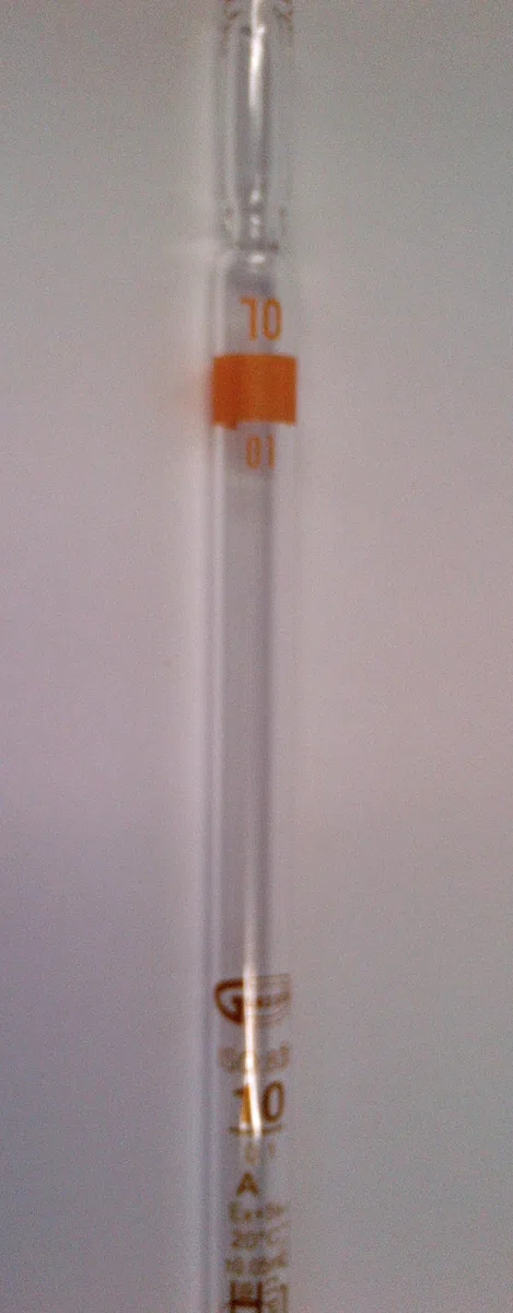 Laborglas mit abgestufter Pipette, Klasse A, 10 ml