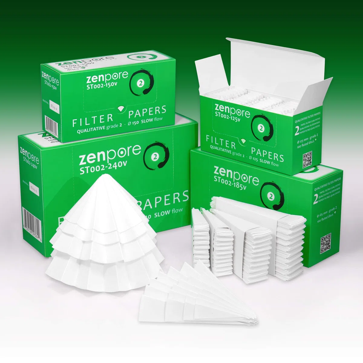 15 cm Faltenfilterpapier, vorgefaltet (gefaltet), Qualitative Grade 2 - Langsamer Fluss 150 mm (100 Scheiben)
