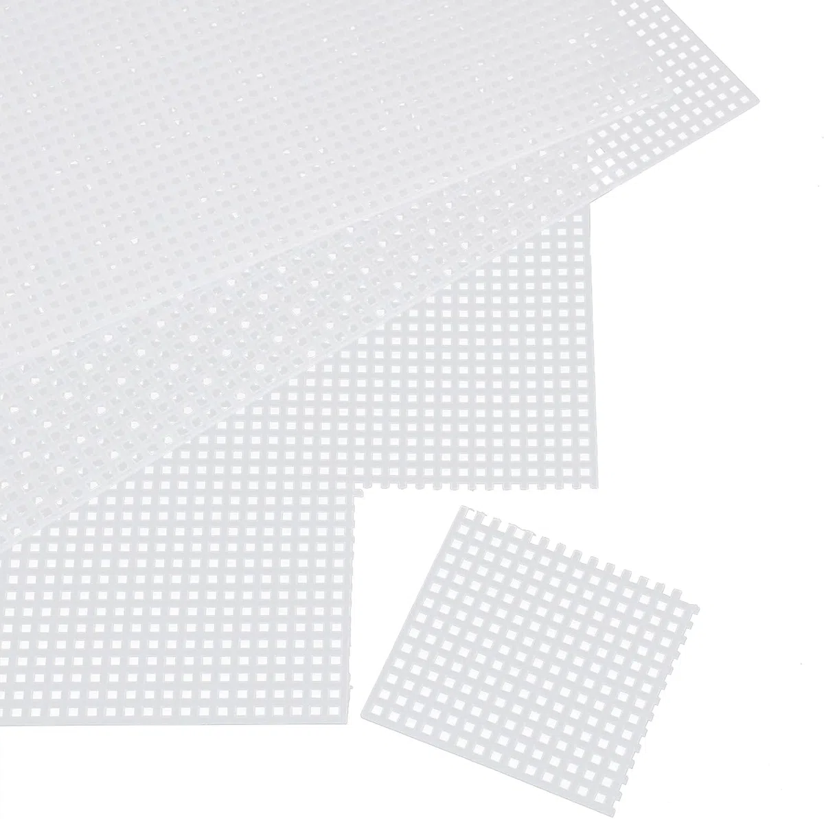 Plastikgitterfolien 4 Stück, Netzgewebe für Maskenaugen, weißes Kunststoffnetzleinwand für DIY-Handwerk, Stickerei, Stricken, Häkeln, Kreuzstich, Taschenherstellung