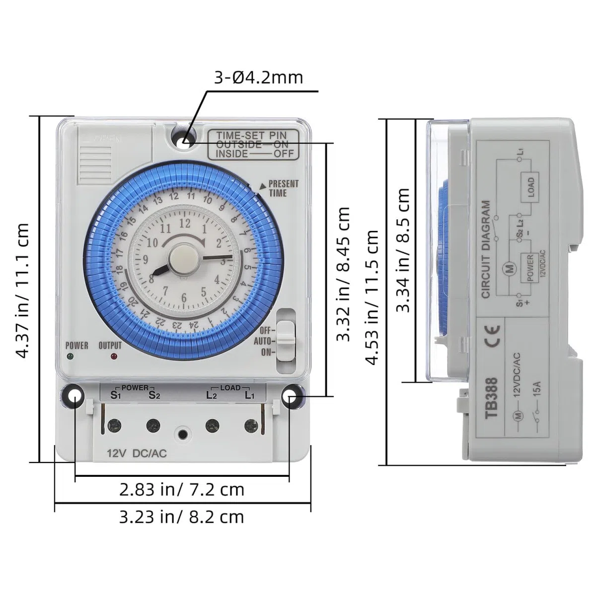 TOYANDONA Mechanische Zeitschaltuhr 12 v Dc mit Tragbarem Timer und Analogem Tagesprogramm für Haushalt und Industrieeinsatz