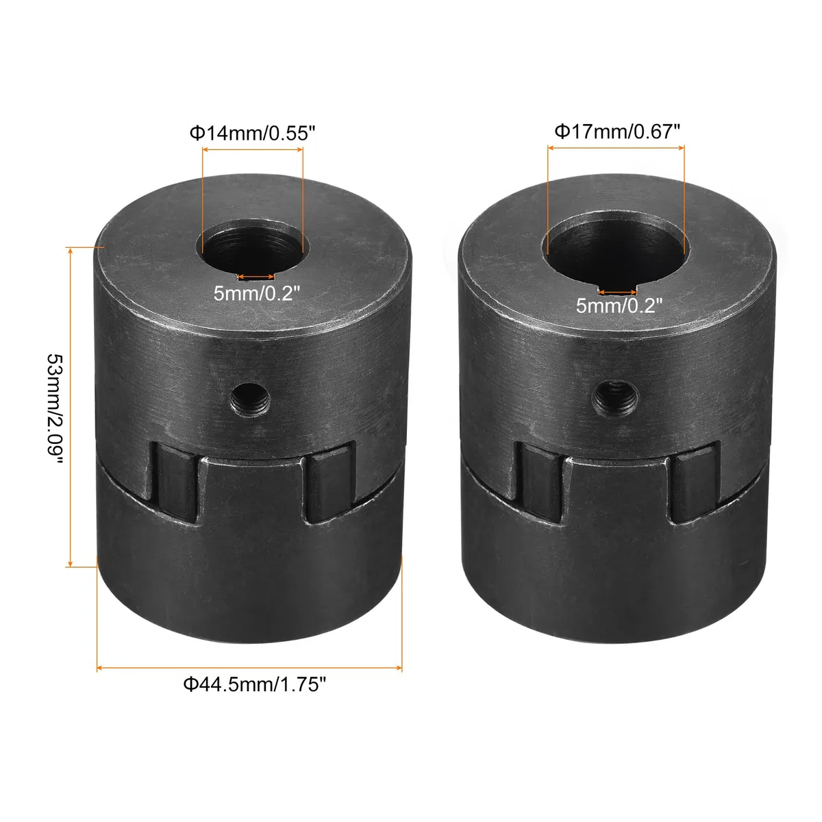 sourcing map Flexible Kupplung Welle 14mm bis 17mm Motor Kupplungsgelenk 53mm L x44.5mm OD