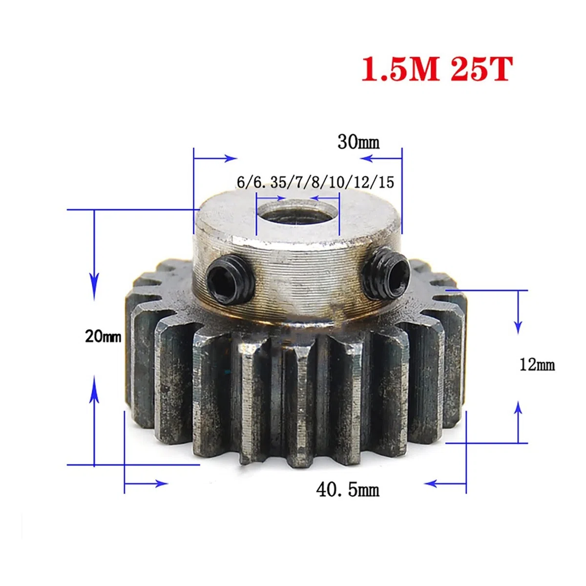 Ritzel-Zahnradsatz, Ritzel 1,5 Modul 16T 17T 18 Zähne Stirnrad 6mm 6,35mm 8mm 15mm Bohrung Abschreckmotor Zahnrad 1,5M 12T 15T 25T Stahl Getriebe Zahnrad Bohrung Welle(8mm Bore,1.5M 20T)