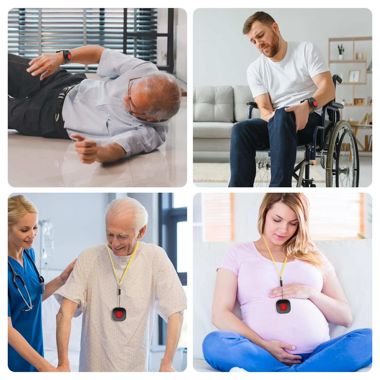 Notrufknopf für Senioren, WiFi-Hausnotruf-Senioren-SOS-Armband, Hausnotruf für Angehörige, Mobiler Alarmknopf Notrufarmband, Notrufarmband für Patienten und Behinderte