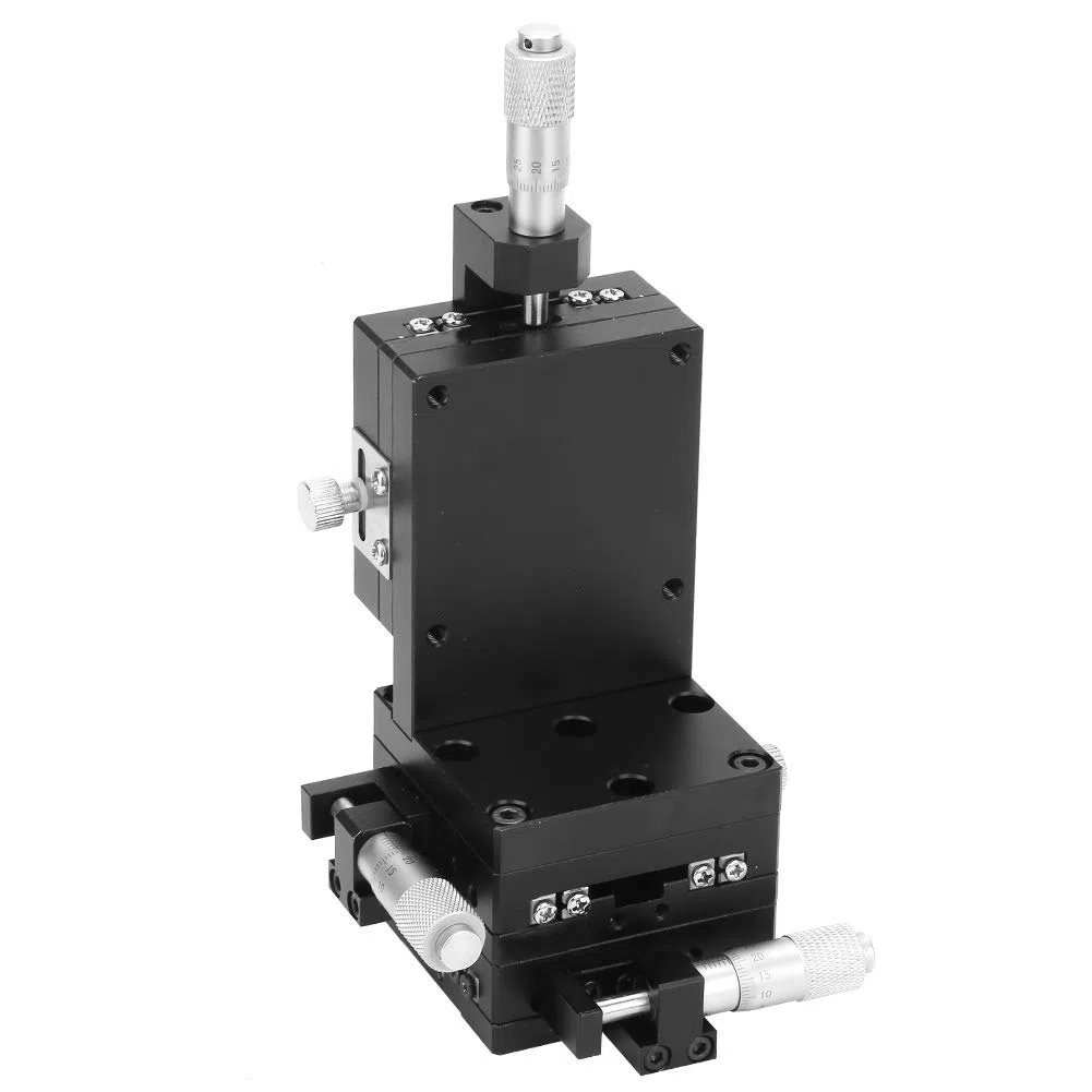 XYZ-Achse Manueller Präzisions-Lineartisch 60 x 60 mm Mikrometer-Abstimmplattform Lineare Bewegung Vertikaler Hub Laborschiebetisch Tischtrimmlagerrolle, Xy-Achsen-Rotationspositioniertisch