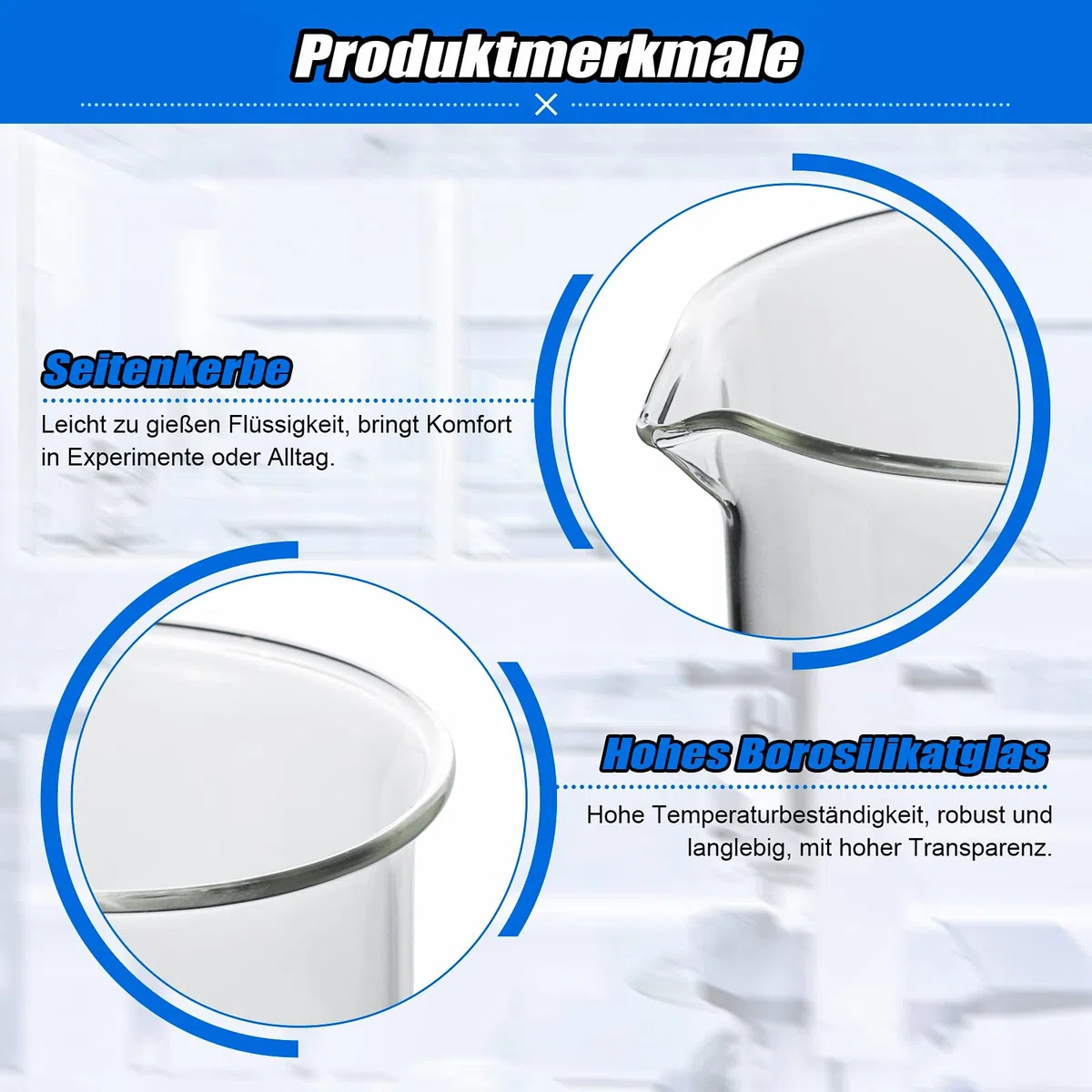Episkey Becher Laborglas Messbecher 500 ml 250 ml 100 ml 50 ml 25 ml 5 ml Borosilikatglas, 4 Stück 1 ml Glas-Tropfpipette und Aufbewahrungsröhrchen, 1 Stück Becherpinsel (6)