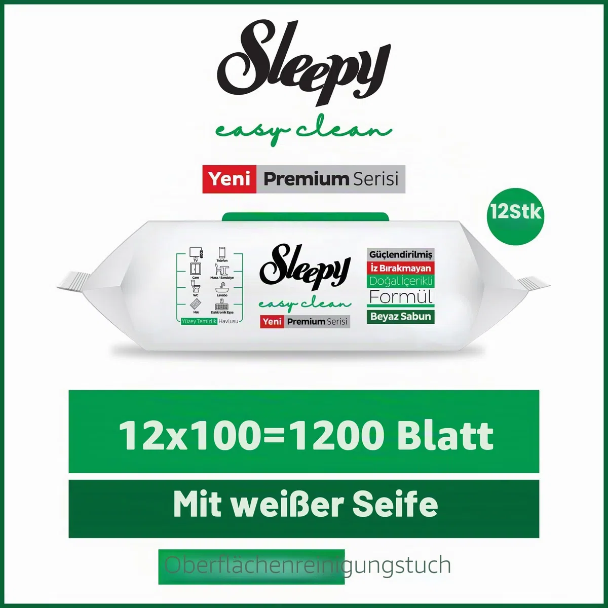 Sleepy Easy Clean White Soap Additive Oberflächenreinigungstuch, 1200 Blatt
