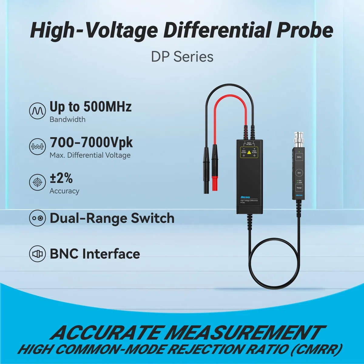Micsig High Voltage Differential Probe DP Series oscilloscopes Probe 100Mhz/150Mhz/200Mhz oscilloscopes Probe DP1500/DP700/DP3000/DP7000/DP701/DP1501/DP3001/DP702/DP1502/DP3002(DP700 100Mhz)