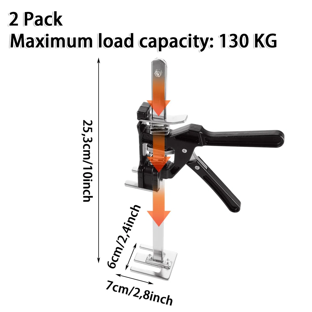 2er-Set 38cm Arbeitssparender Arm, 240KG Höhenregler, Hubhöhe 25cm, Arm Handwerkzeugheber mit Skala, Handhebewerkzeug, Arbeitssparende Hebebühnen, Hebevorrichtung, Türen und Holzpaneelen
