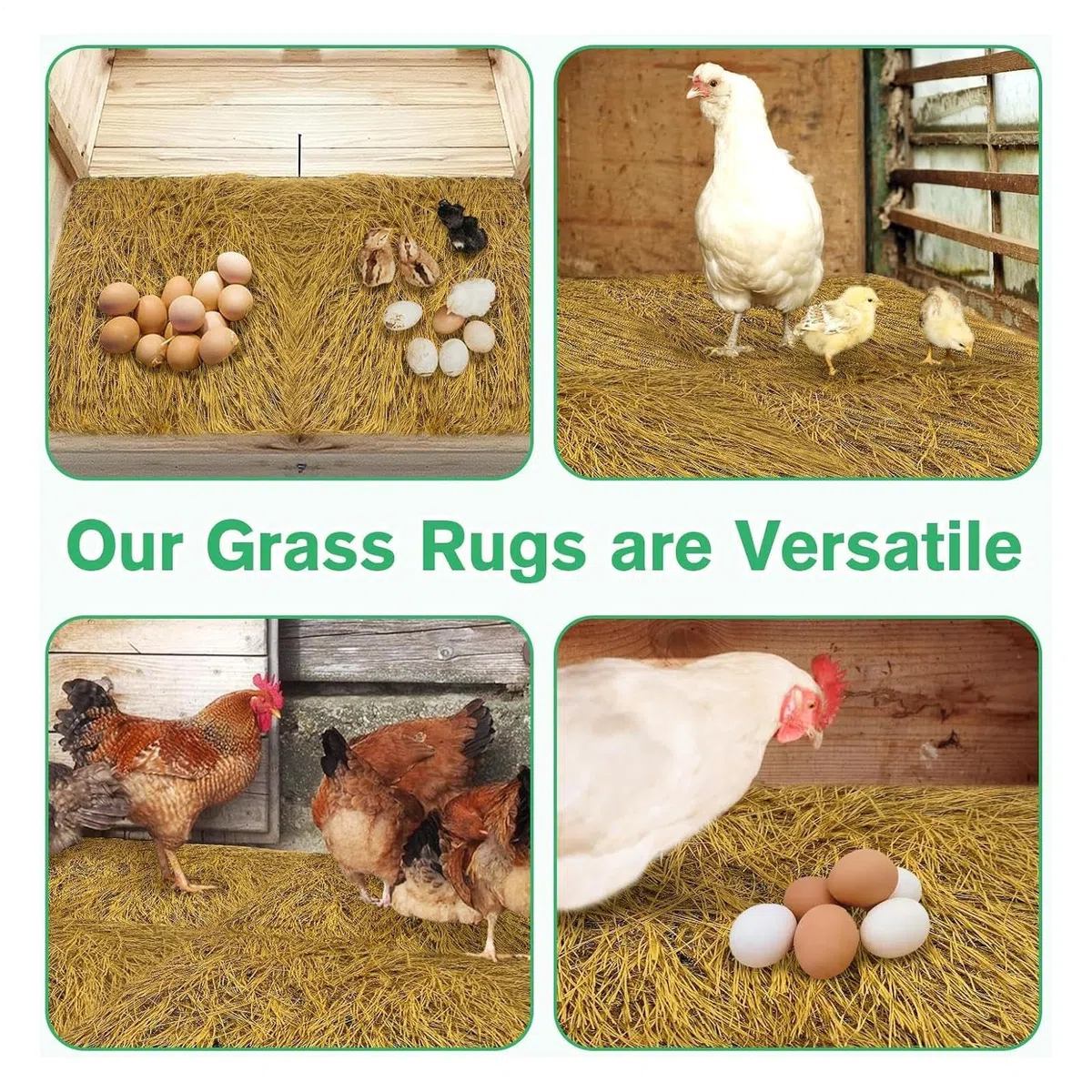 Hühnergras Teppich, Hühnchen -Nistpolster Für Hühnermantel, Natürliche Hühnerlegungsmatte, Künstliche Geflügelzubehör Für Gartenfarm Im Freien Im Freien, 6 Packung