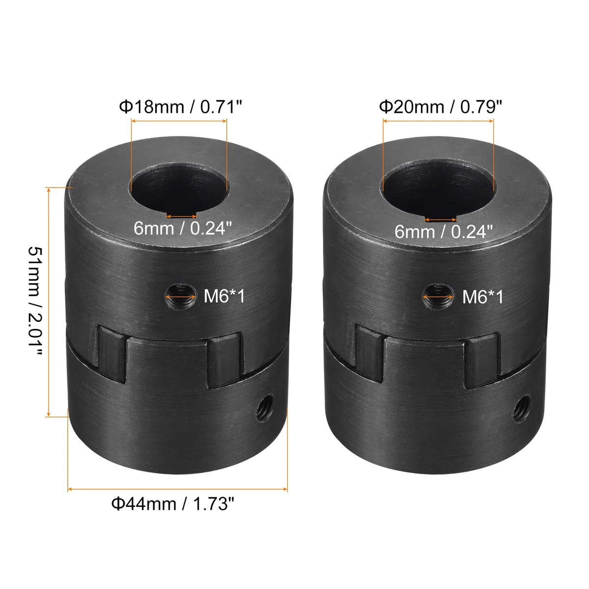 sourcing map Flexible Kupplungswelle 18 mm bis 20 mm 51 mm x 44 mm Motorkupplungsgelenk