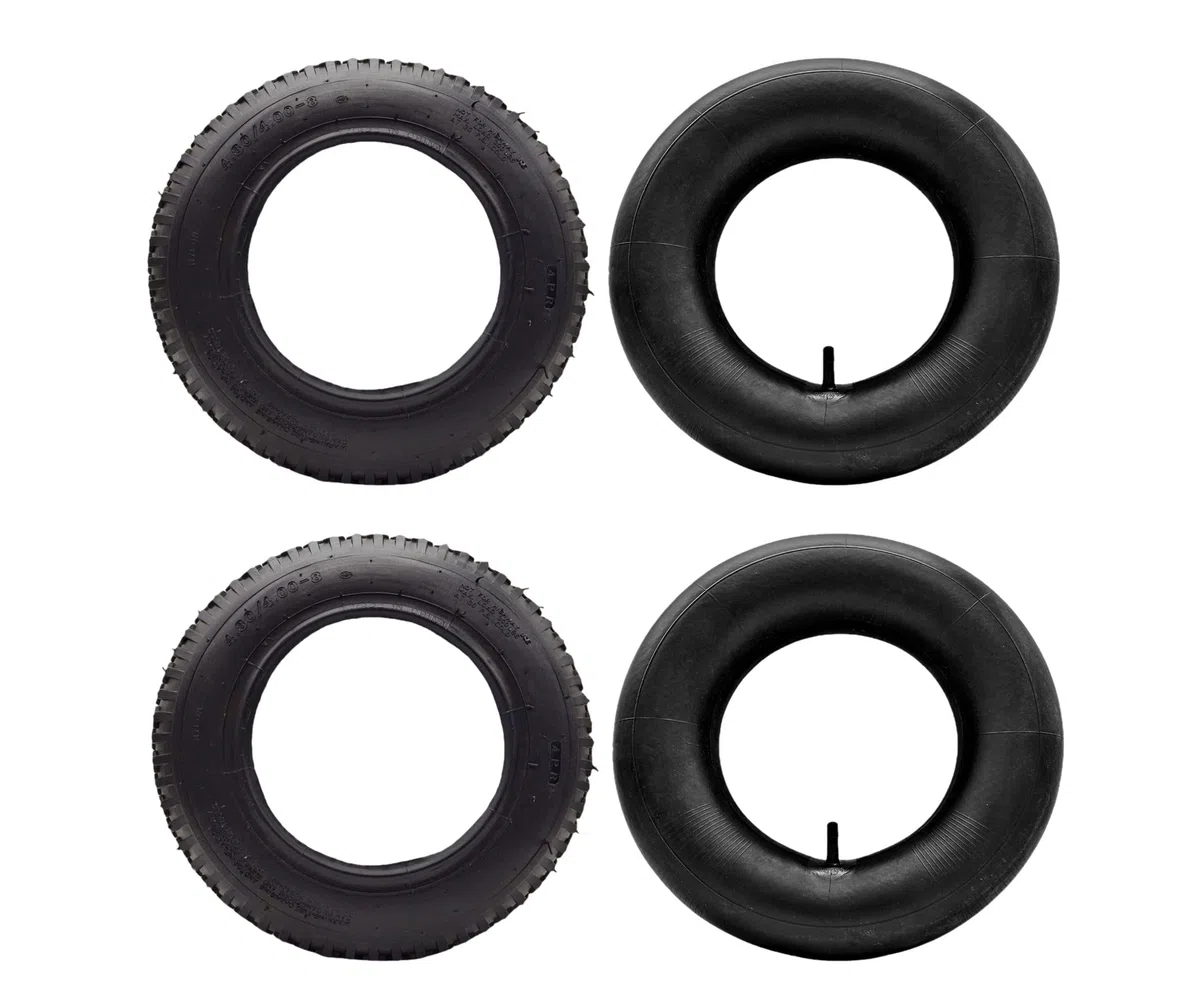 2X HMH-Shop Schubkarren Set Mantel + Schlauch 4.80/4.00-8 Schubkarrenmantel 2er Set Decke Schubkarrenschlauch 4.80 Ersatzreifen 4.00-8 Karre Luftreifen 2 Stück Reifendecke 400x100mm Innenschlauch