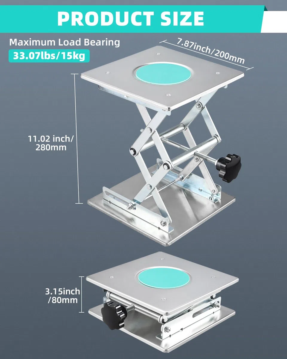 BOOMSTART Hubtisch Labor Hebebühne Edelstahl Labor Hebeplattform 200x200mm Ständer Rack Scissor Laborscherenwagenheber manuelle Steuerung für Labor Laborhebebühne Lab Jack